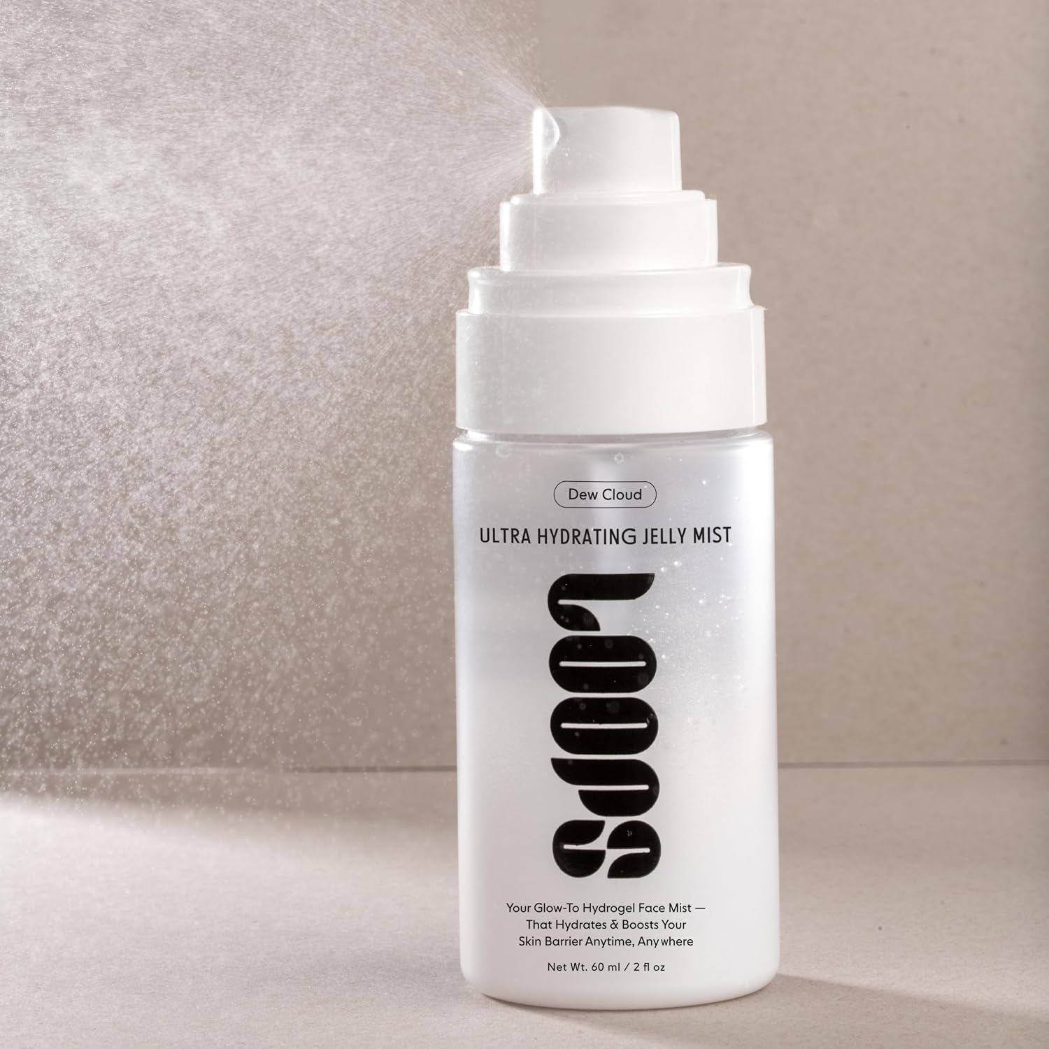 LOOPS Beauty Dew Cloud Ultra Hydrating Korean Jelly Mist – Barrier-Repairing Facial Spray with Polyglutamic Acid, Snow Mushroom & Ceramides – Plumping & Moisturizing Micro-Gel Mist – 1.7 fl oz