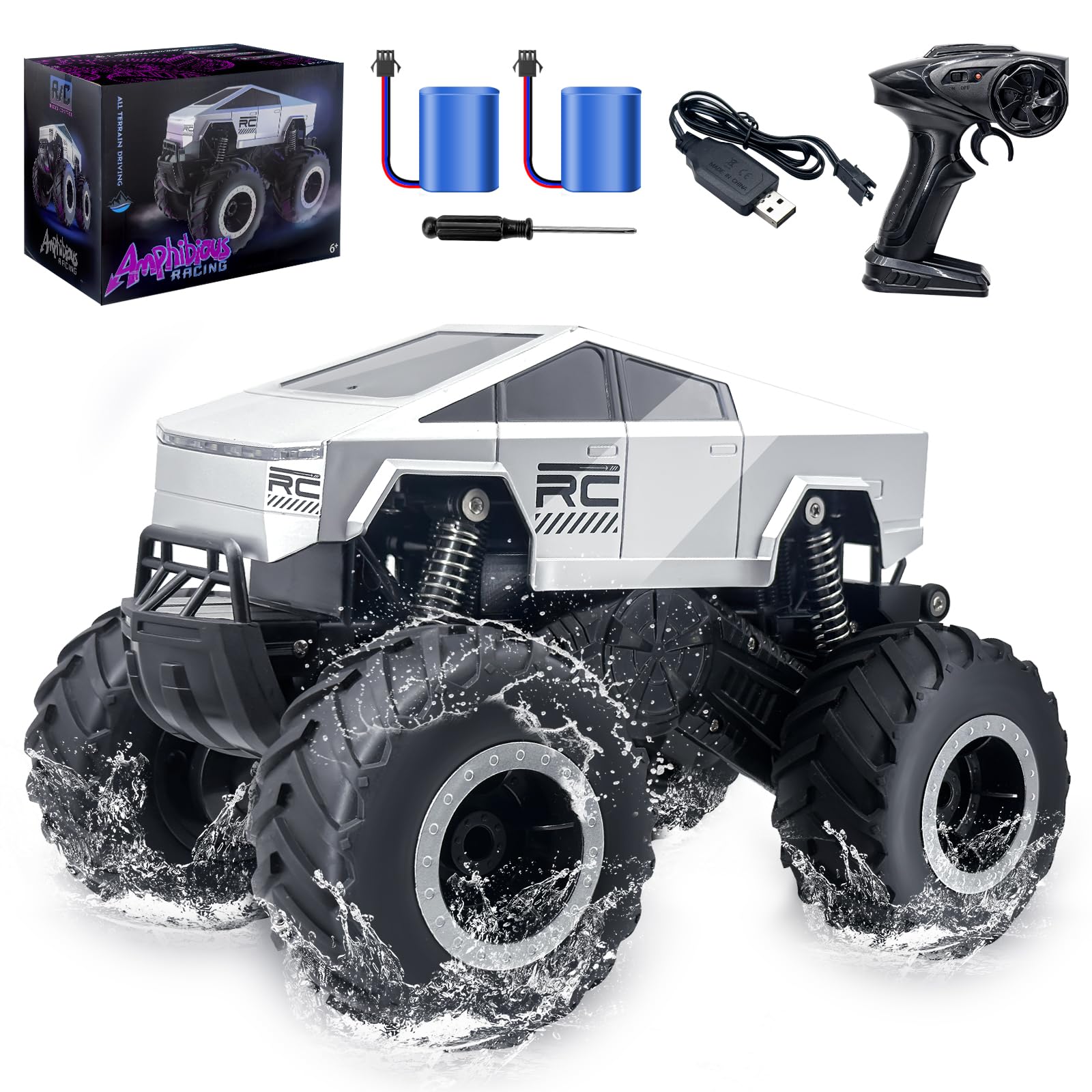 1:16 Scale All-Road RC Car Radio-Controlled Cars 2.4GHz Cybertrucks Toy, Off-Road Pickups,Monster Trucks 4WD, Waterproof Design,Perfect for Beaches, Pools,Great Gift for Kids 6 7 8 9+