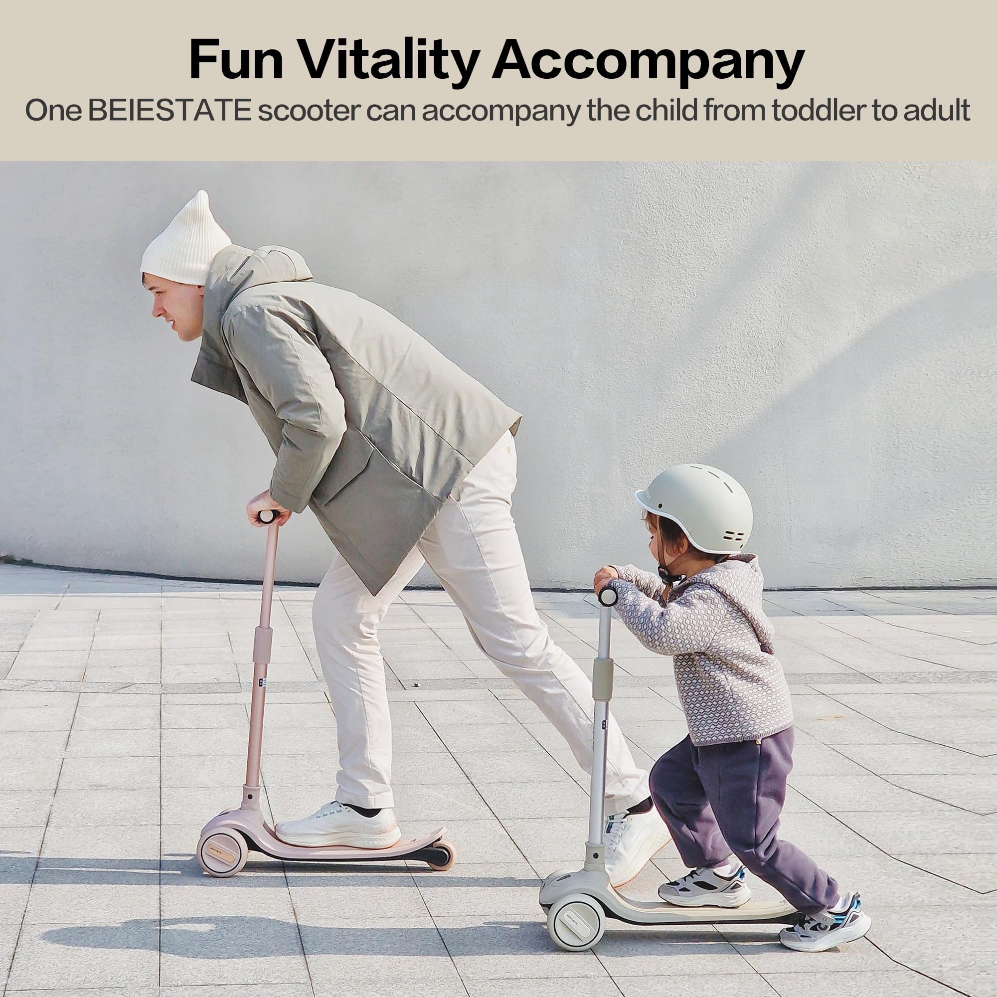 BEIESTATE Aesthetic Scooter, Kids 3 Wheel Scooter with LED Light-Up Wheels, Adjustable Handlebar (25.2