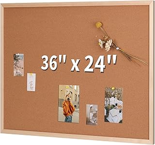 24x36 Inch Cork Bulletin Board for Wall with Natural Wood Frame | Large ...