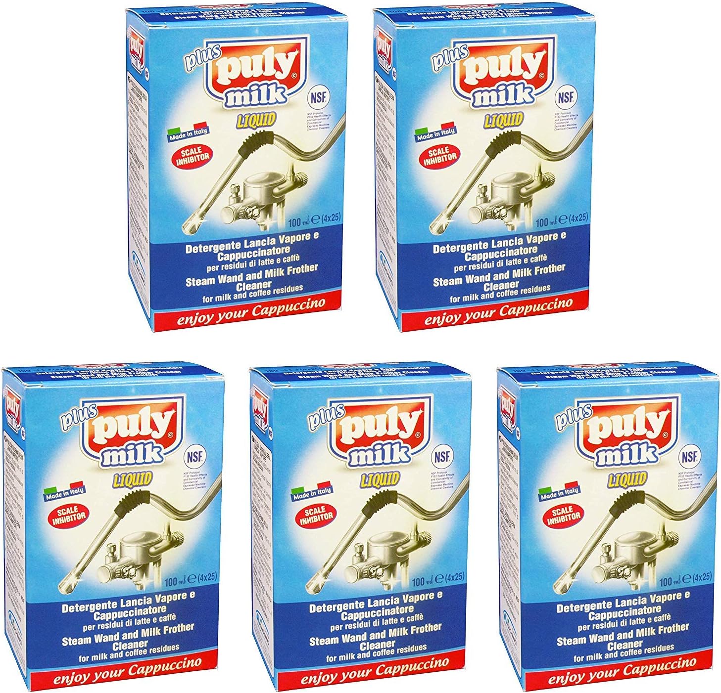 Asachimici: "Puly Milk" Steam Wand and Milk Frother Cleaner - 4 Vials, 0.85 Fluid Ounces (25ml) Each (Pack of 5) [ Italian Import ]