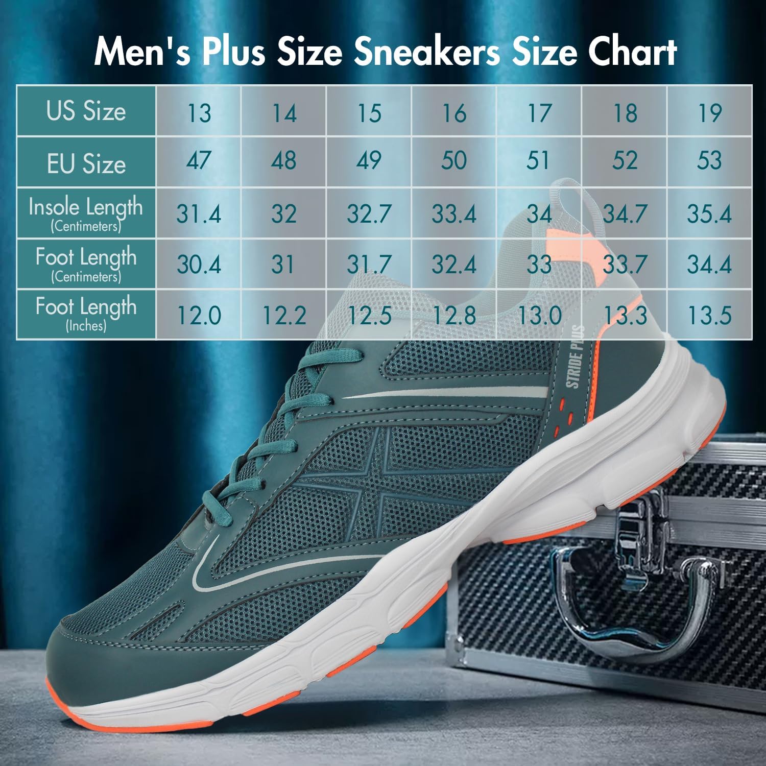 Hawkwell Men's Big Size Plus Size Casual Lightweight Walking Sneakers Sports Shoes US Size 13 14 15 16 17 18 19