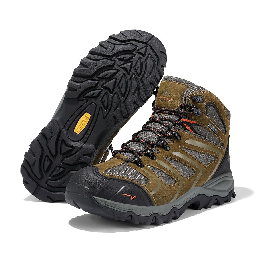 NORTIV 8 mens waterproof hiking boots showcasing rugged outdoor construction and ankle support