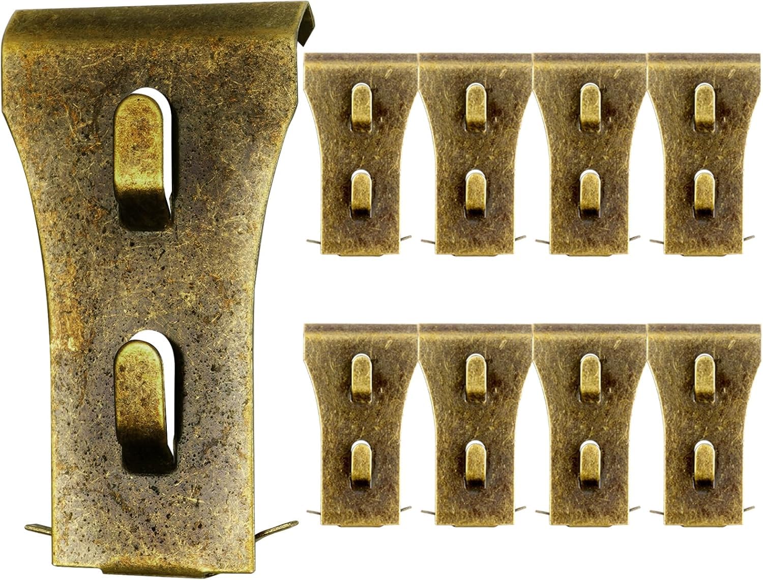 8 Pcs Antique Brass Brick Wall Clips,Steel Brick Hook Clips ,Heavy Duty Brick Hanger for Hanging Outdoors,Fit 2-1/4"" to 2-3/8"" Mount on Brick No Drill.