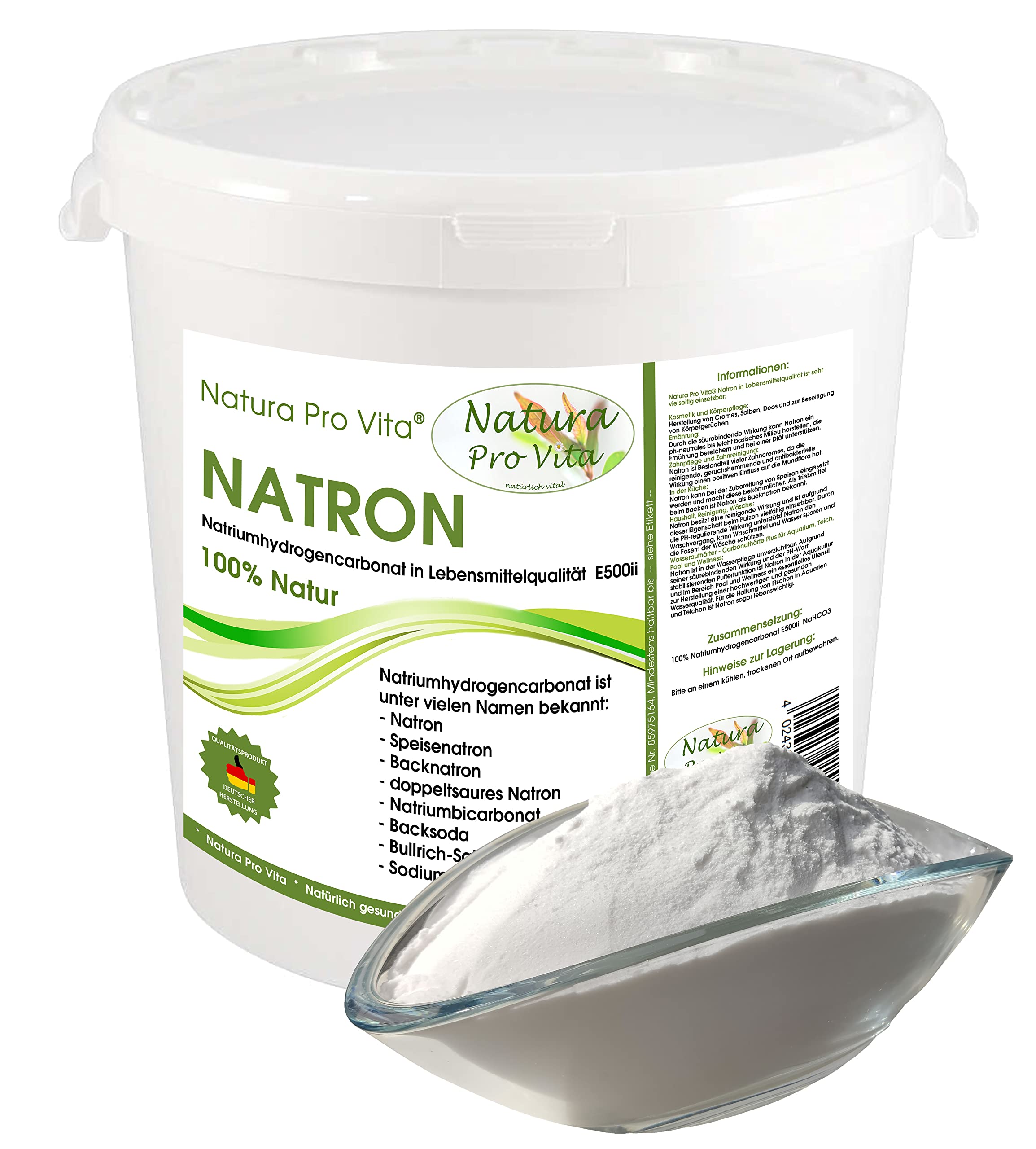KH Plus Koiteich klares Wasser Natron PH stabil gesunde Fische PH Puffer Karbonathärte Teich NaturaProVita Natron Lebensmittel 10kg Eimer