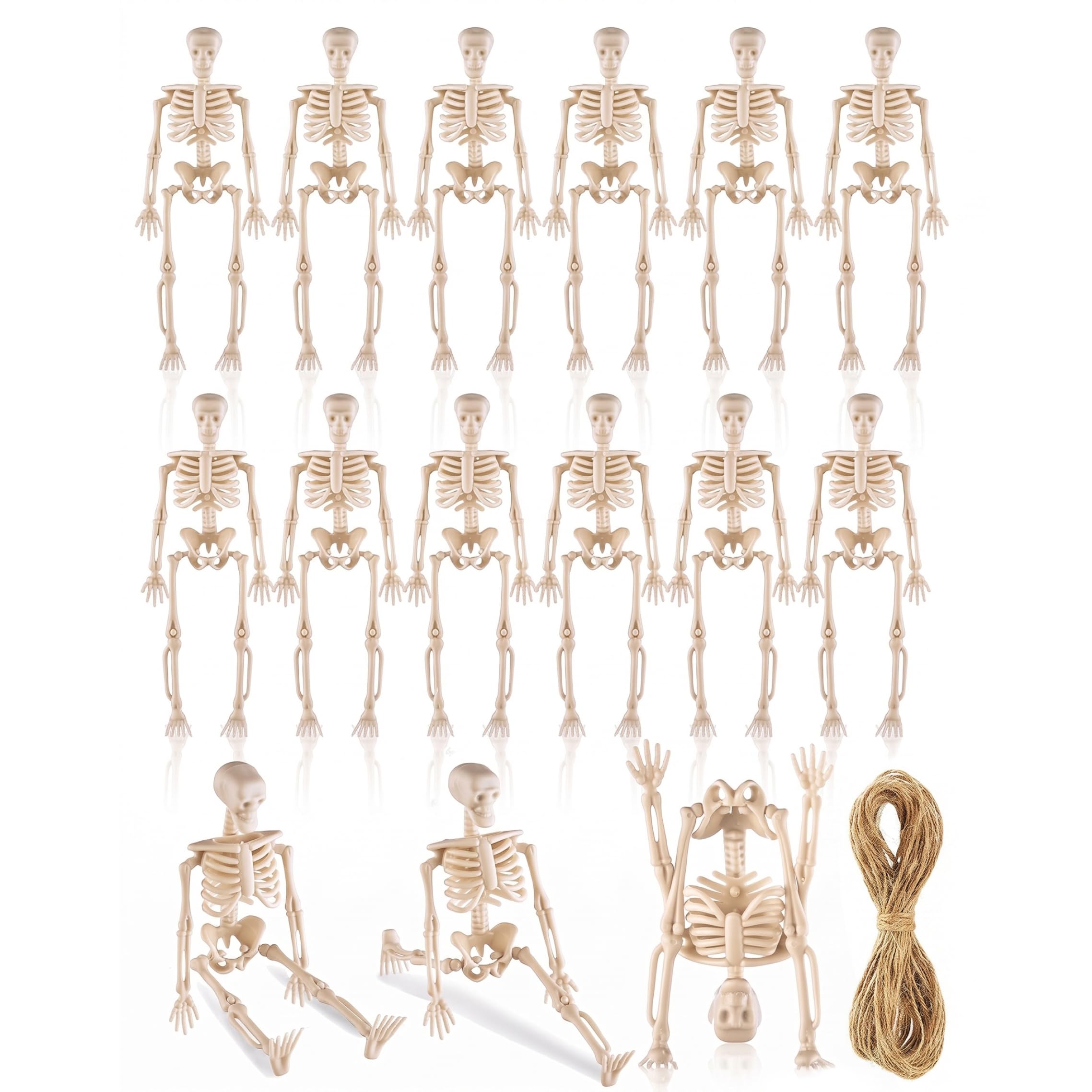 Aetherize 10Pcs 5.91" Posable Plastic Halloween Skeleton, Mini Skeleton Decor with 360° Movable Joints