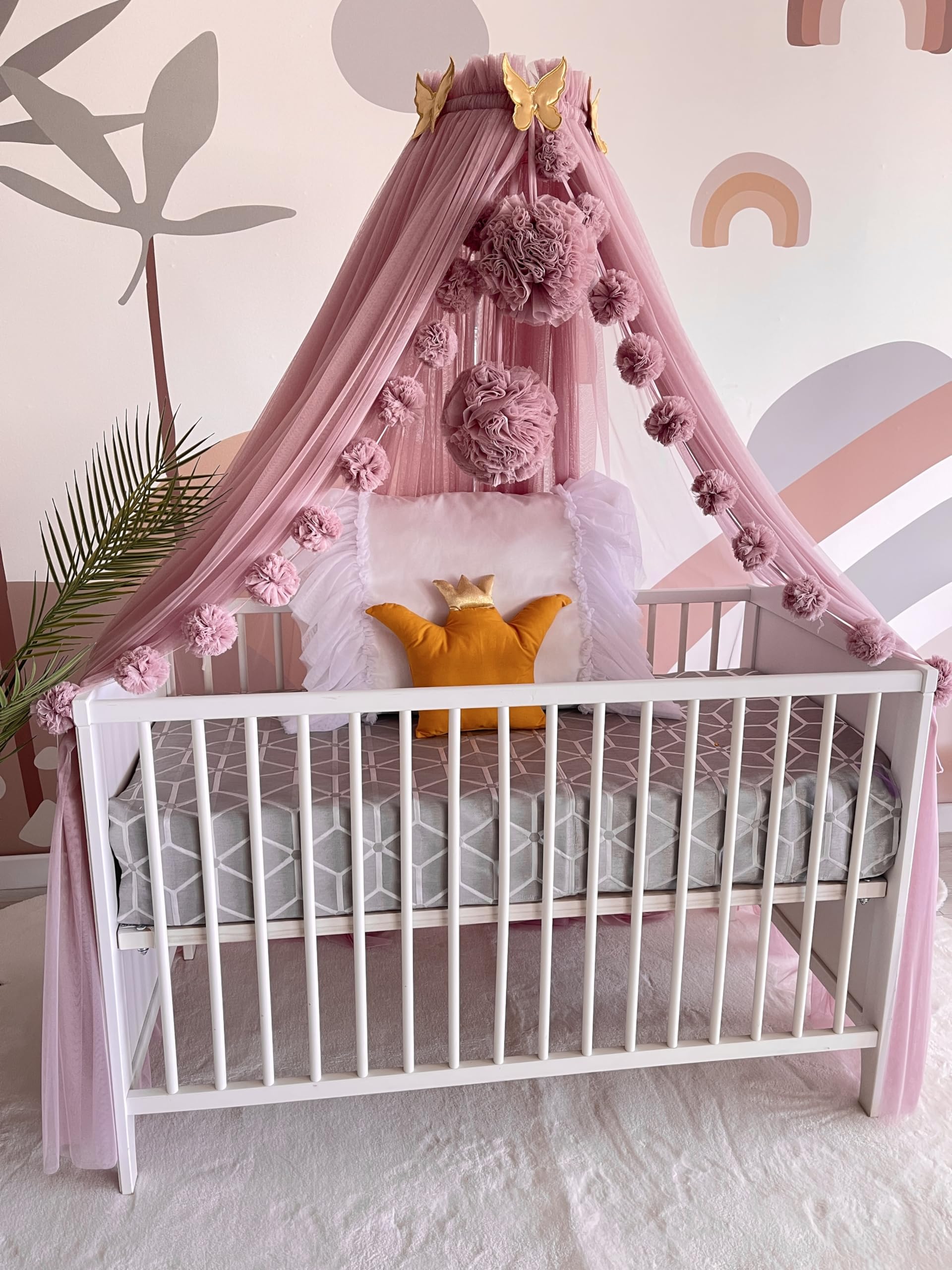 Baby Fancyroom Betthimmel für Babybett, Altrosa, Prinzessin Babywiege, Moskitonetz, Beistellbett Himmel, Babyzimmer Deko, Baldachin Kinderzimmer aus Premium Tüll