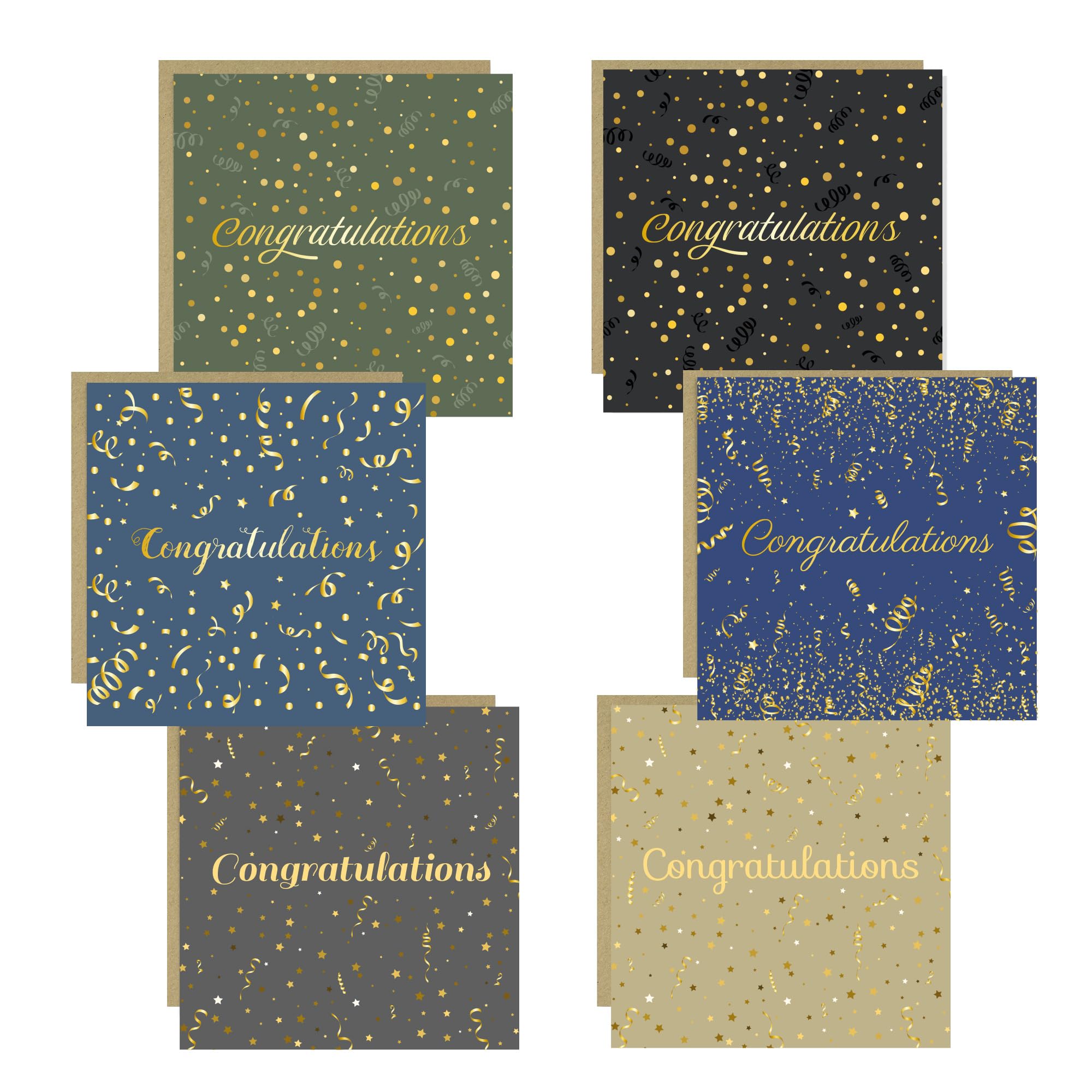 RED OCEAN 6 Pack Congratulations Cards For Men Women Luxury Congrats Card For Graduation New Job Retirement Well Done Appreciation Greetings Cards 145x145mm With Envelopes
