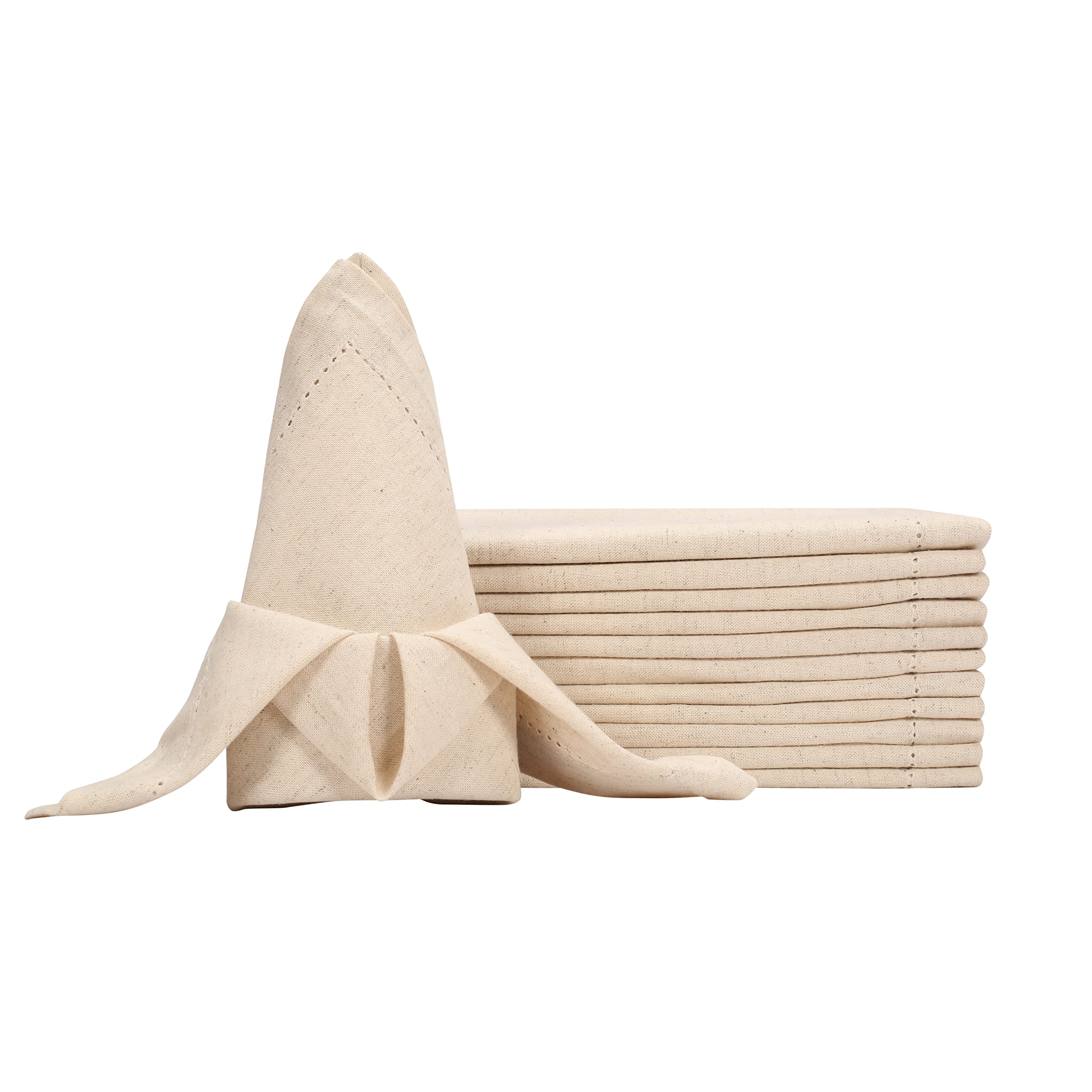 LFH Home Check Natural Cotton-Flex Napkin 18"x18" with Picotin Set of 12 pcs. This Antique Look Napkins Appeals for Indoor use and Suitable for Home, Office and Restaurants.