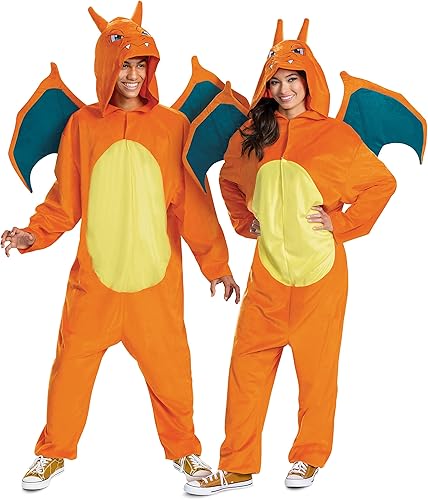 Disguise womens Charizard Costume for Adults, Deluxe Official Pokemon Halloween Costume With Hood and Wings