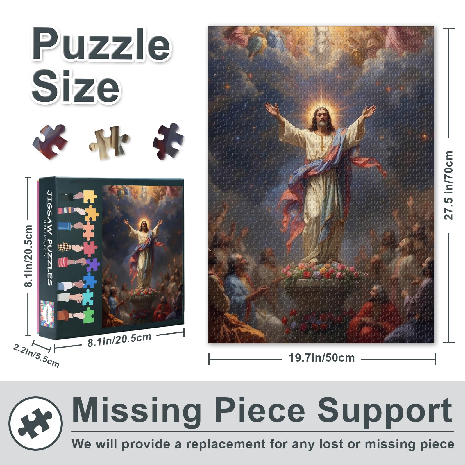 Puzzles for Adults 1000 Pieces Jesus Christ and Believer Jigsaw Puzzles Suitable for Game Nights Funny Challenging Puzzle Gifts for Family and Friends Finished Puzzle Size: 70x50cm - Image 3