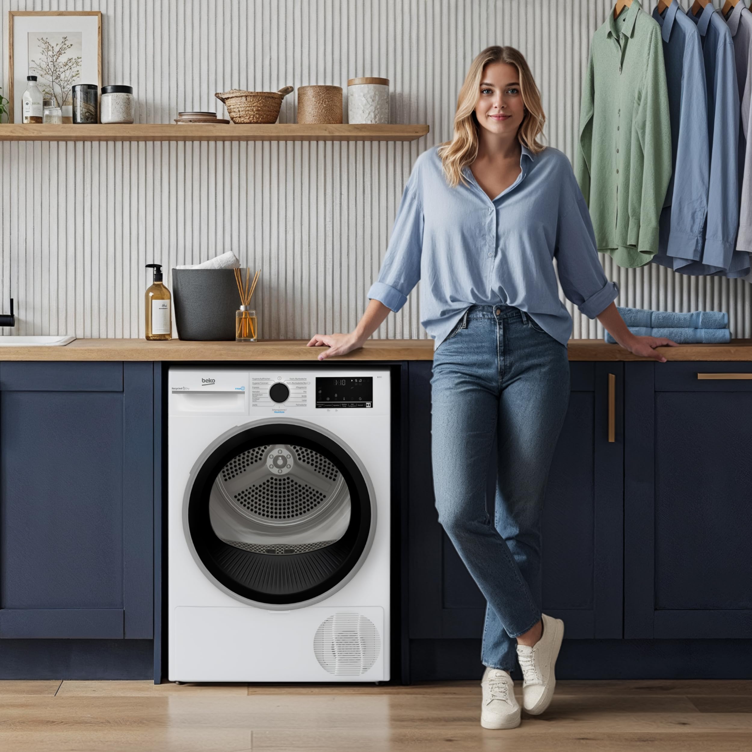 Beko B3T4224SD Wärmepumpentrockner, Wäschetrockner, 8 kg, allergikergeeignet, Hygiene Trocknen & Hygiene Auffrischen, SteamCure Dampffunktion, 15 Programme, Express, Weiß