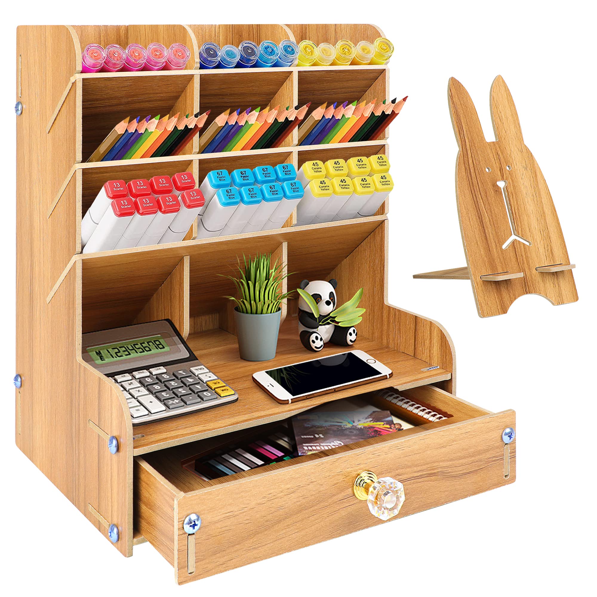 Wooden Pen Organizer Desk Organizer Pencil Holder With Cell Phone