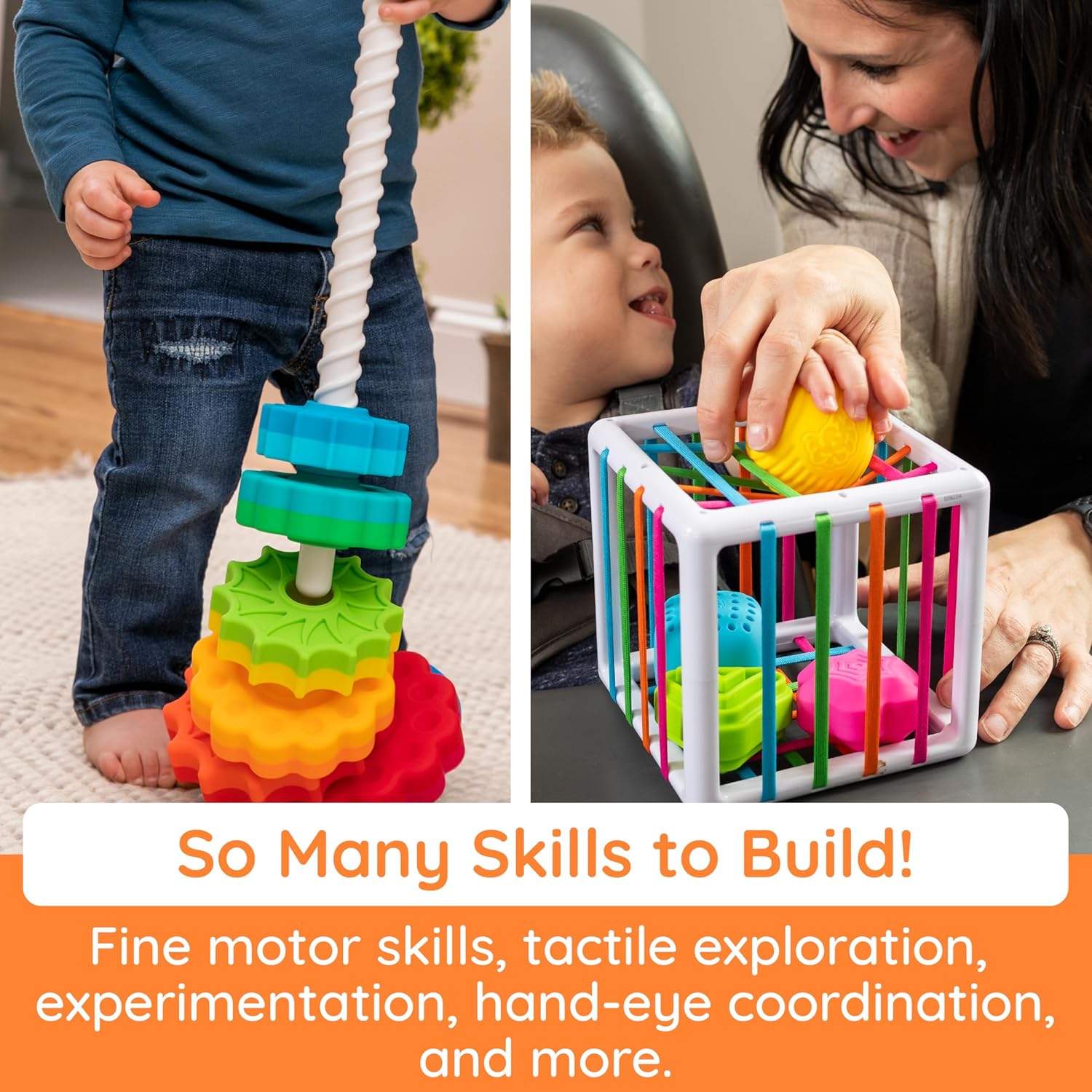 Sensory Stack & Sort Set SpinAgain & InnyBin Bundle, Baby and Toddler Toys