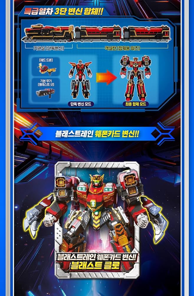 Amazon.co.jp: メタルカードボト ブラストレイン, 3段階合体ロボット