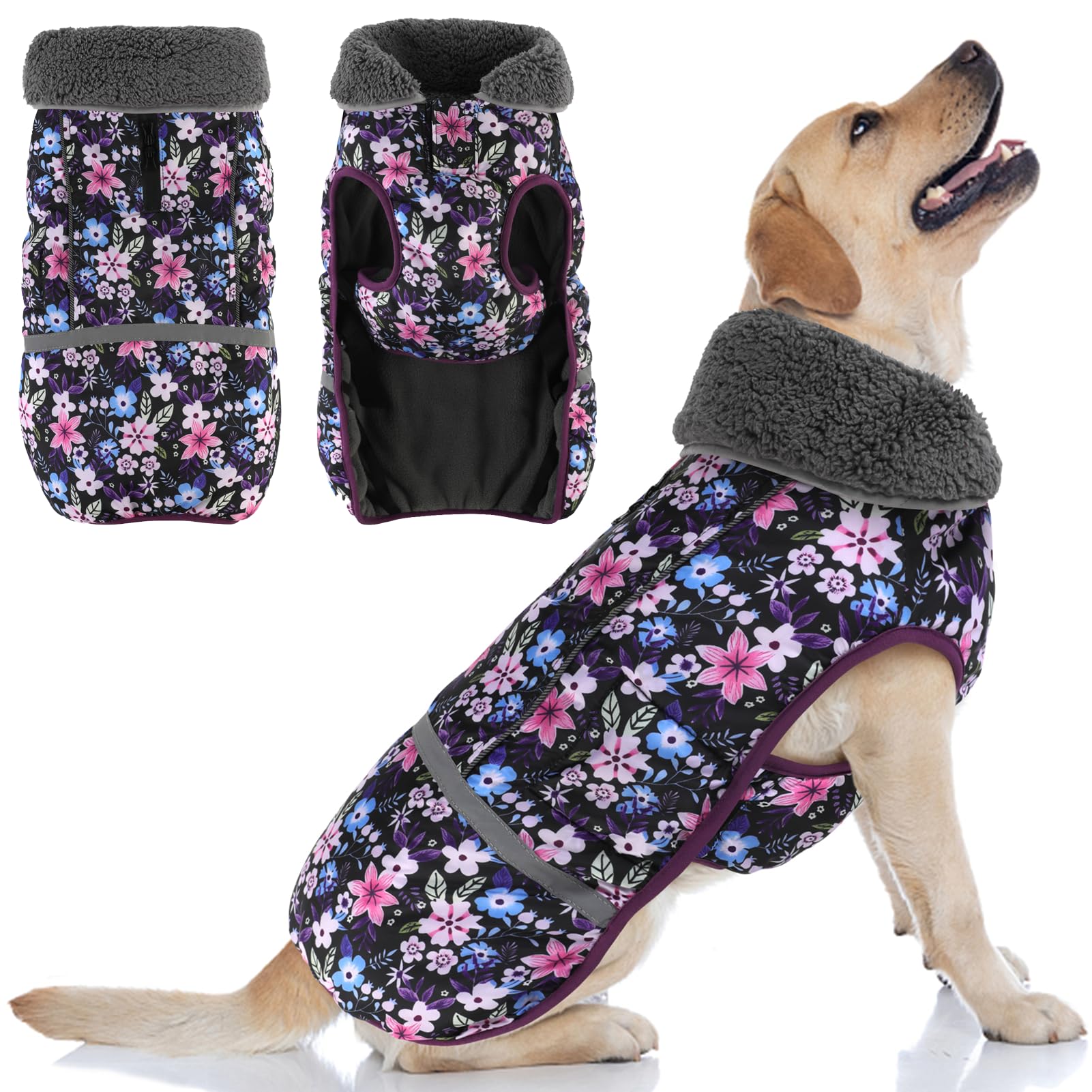 Abrigo para perro impermeable Doglay contra la lluvia y el frío del invierno nocturno