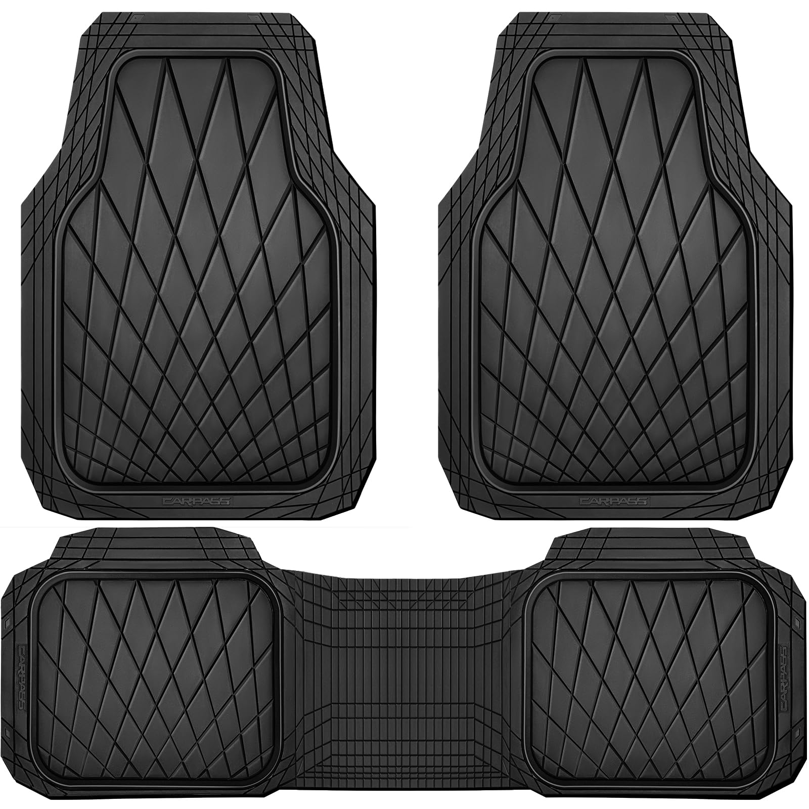 CAR PASS Heavy Duty Rubber Car Floor Mats Waterproof Universal Trim-to-Fit Car Mats All Weather Floor Mats for — view 9