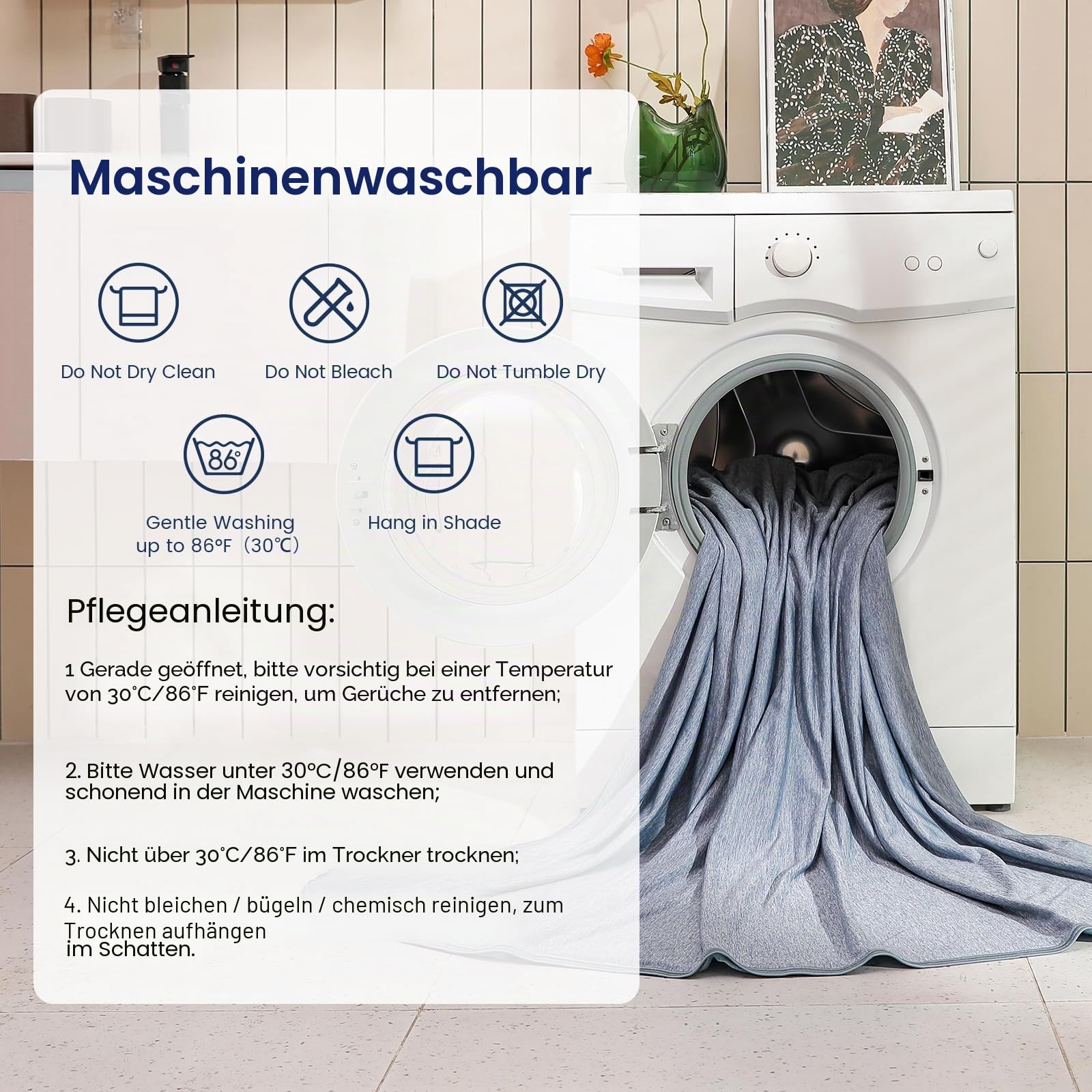 Kühldecke gegen Nachtschweiß, Sommerdecke Kühlwurf für Heiß schlafende Personen, Q-Max > 0,45 Kühlfaser für Bett, Sofa, Reise, Erwachsene, Kinder oder die Wechseljahre, 150x200 cm, Blau
