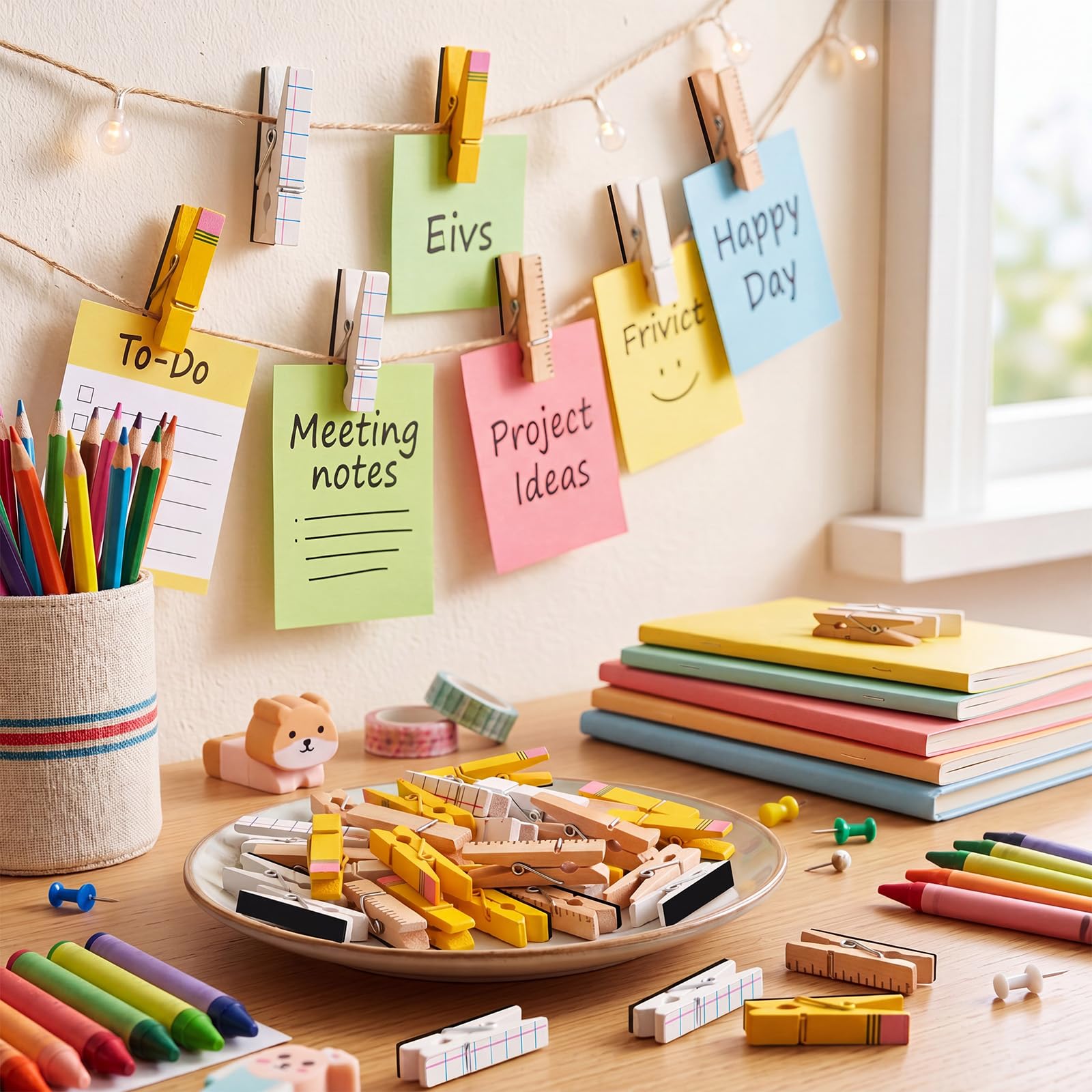 Tenceur Bunte Bleistift-Magnet-Clips für Lehrer, Whiteboard, Kühlschrankmagnet mit Holzklammern, für Lehrer, Kühlschrank, Klassenzimmer, Must-Haves, Wäscheklammern für Fotos, 30 Stück
