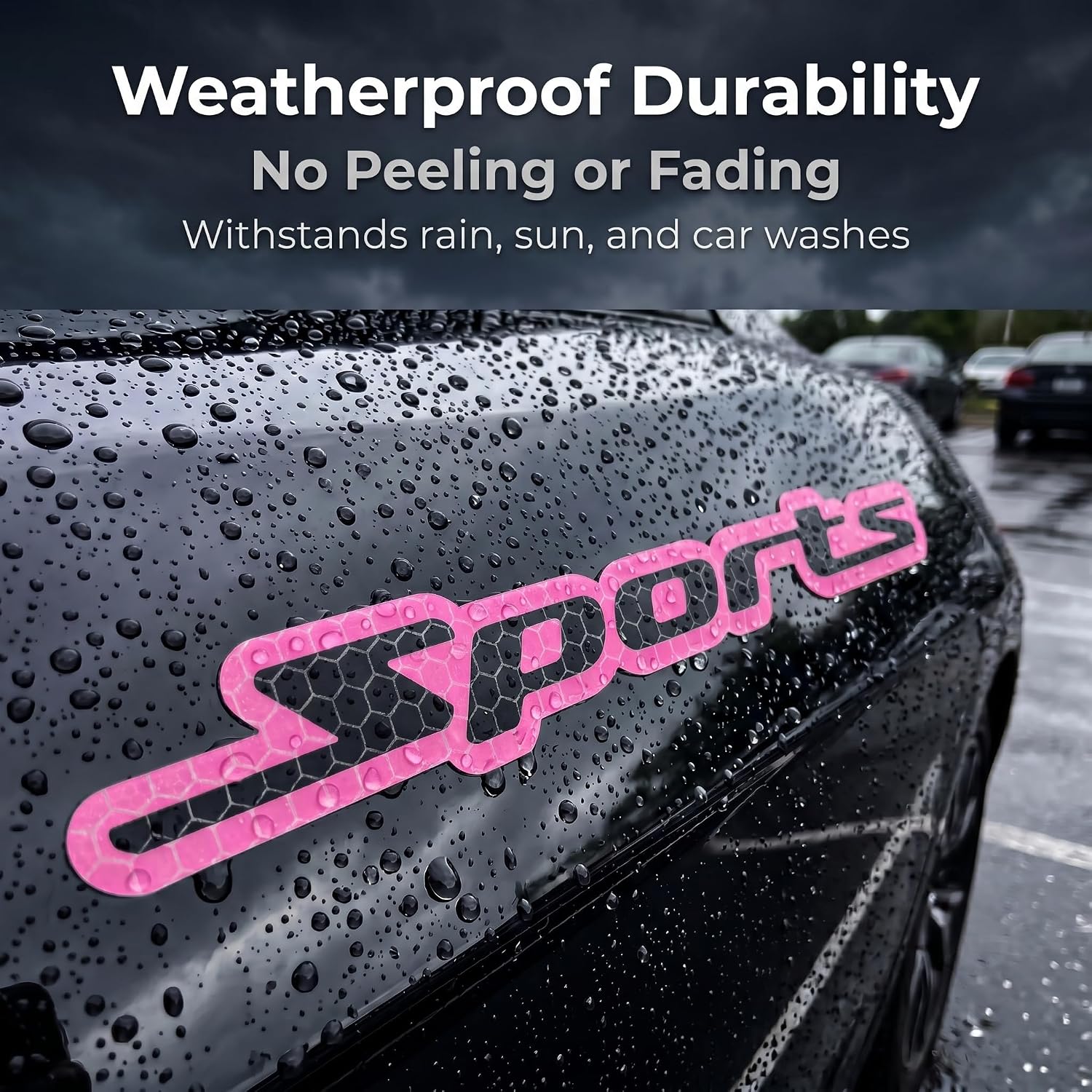 Sports Style Reflective Car Sticker, 2.76" x 13.78" Waterproof Auto Body Bumper Rear Window Decal, Stylish Exterior Decoration, Universal for Most Cars SUVs Trucks (Pink) image 3