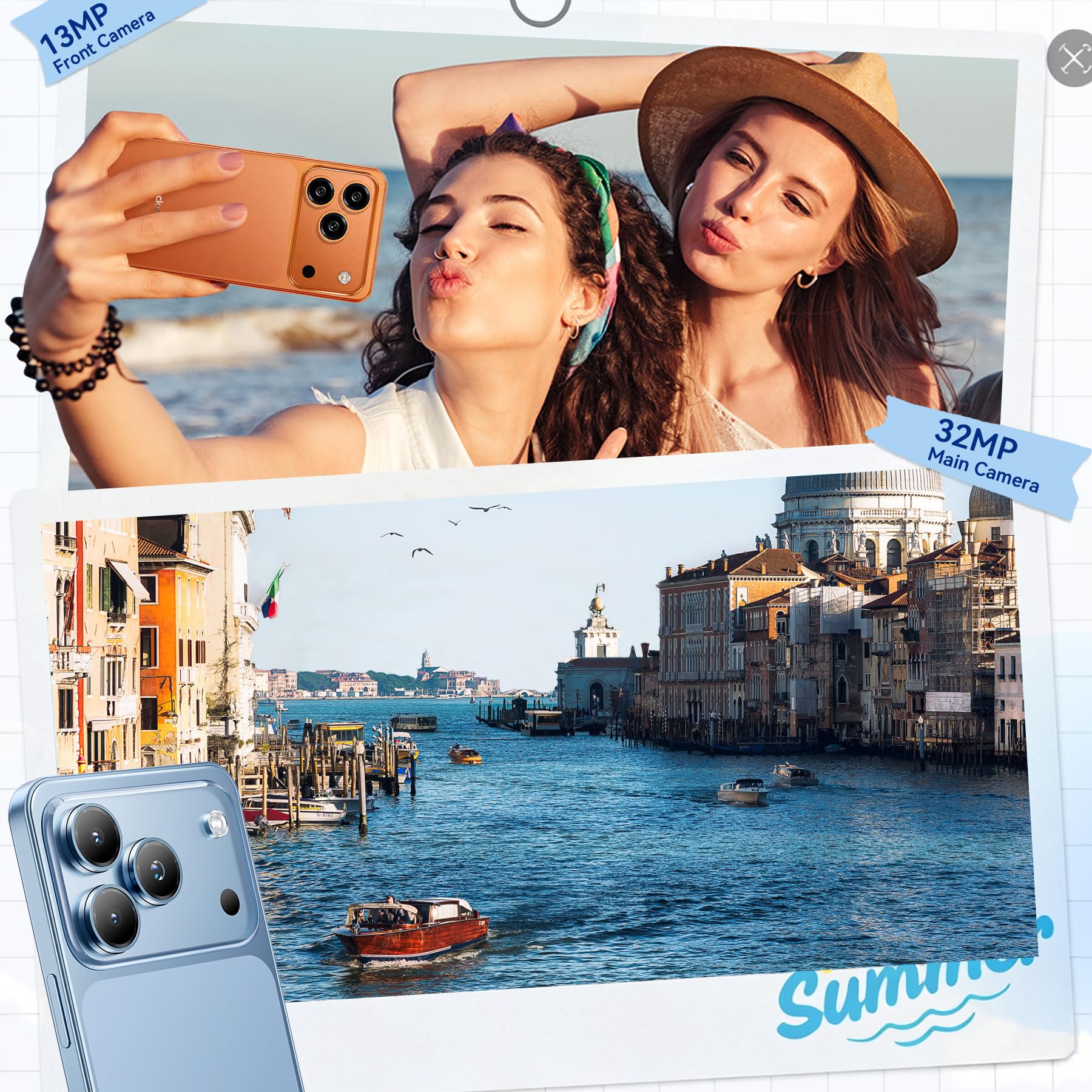 Blackview WAVE 7C Smartphone Android 16, 16GB+64GB/2TB Telefono Cellulare | 32MP Cellulare in Offerta, 6.56" Schermo, 5000mAh Cellulari, 4G Dual SIM Telefoni, Face ID, 3 Slot Carte, 3.5mm, IP54, Type-C