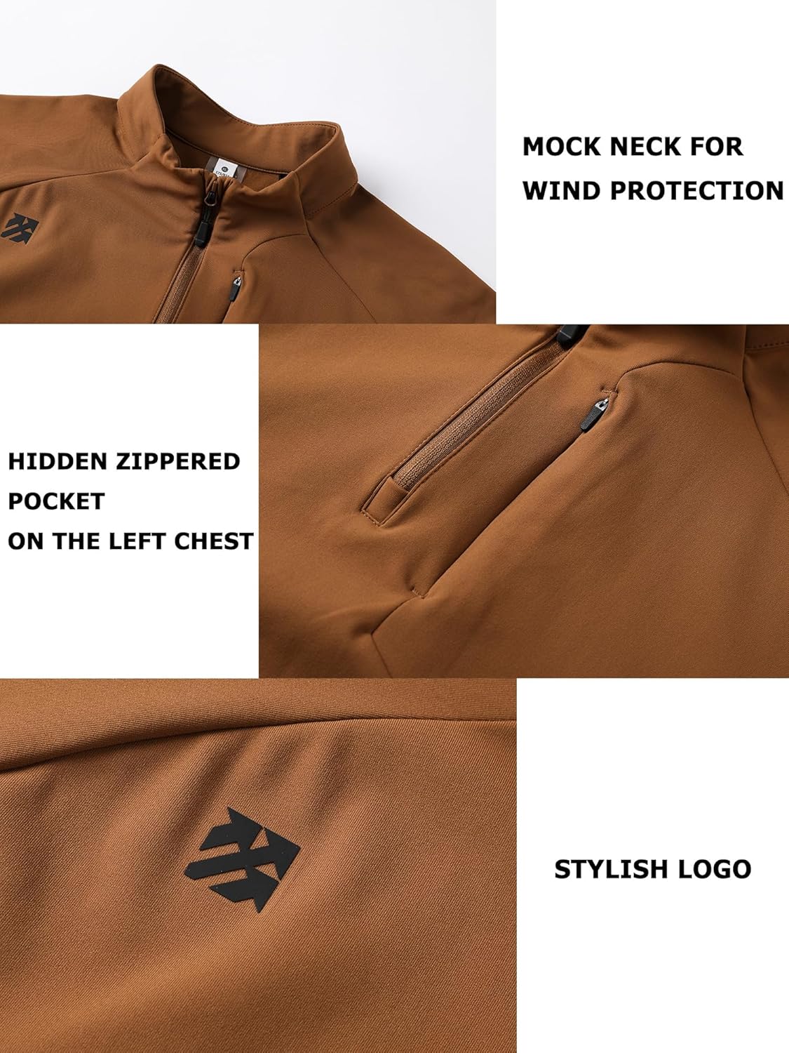Mens Quarter Zip Pullover Lightweight Moisture Wicking Quick Dry Hiking Workout Running Golf Shirts for Men