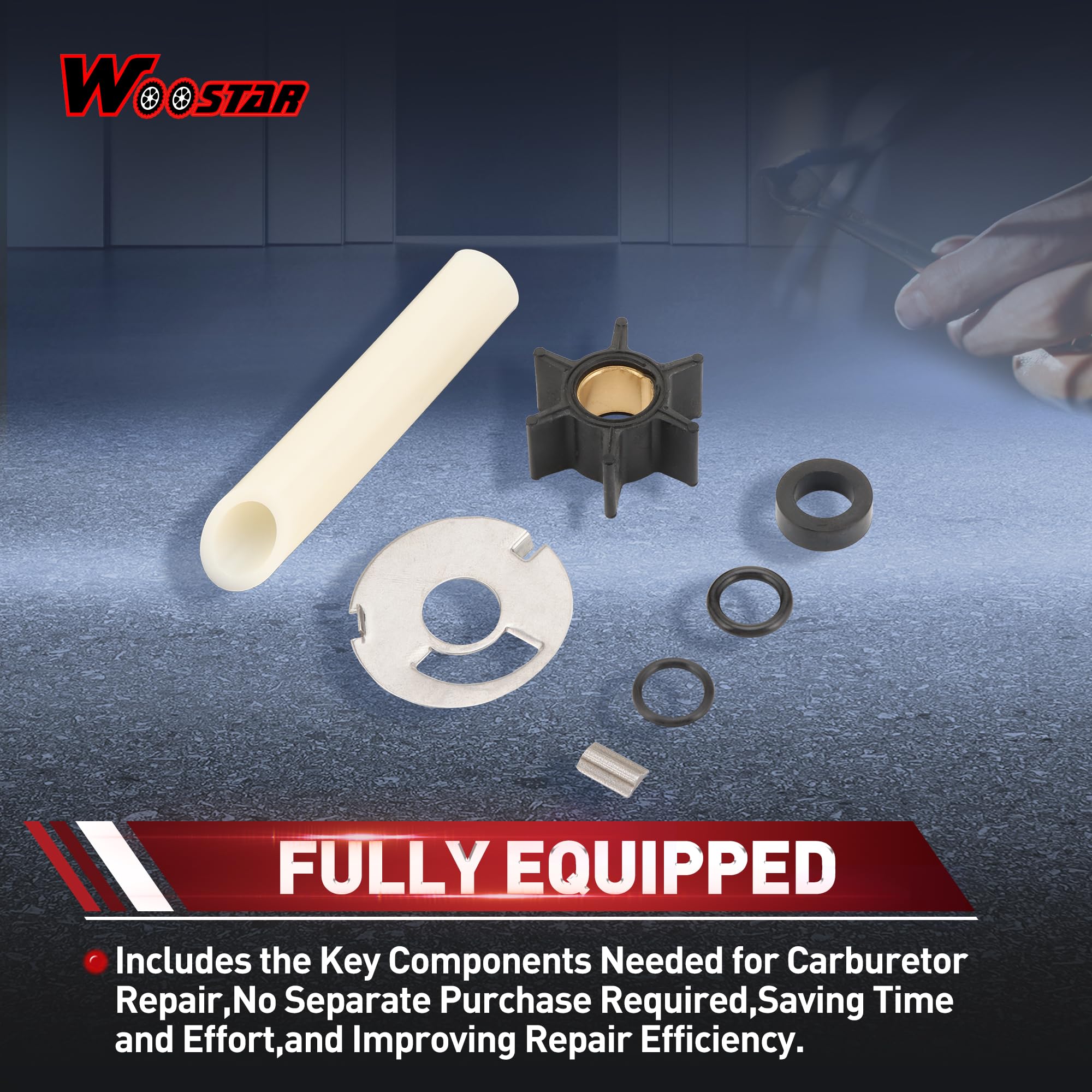 WOOSTAR Wasserpumpe Laufrad Reparatursatz Ersatz für Mercury Mariner 2 Takt 4 4.5 7.5 9.8PS Außenbordmotor OEM 47-89981Q1 47-89981T1