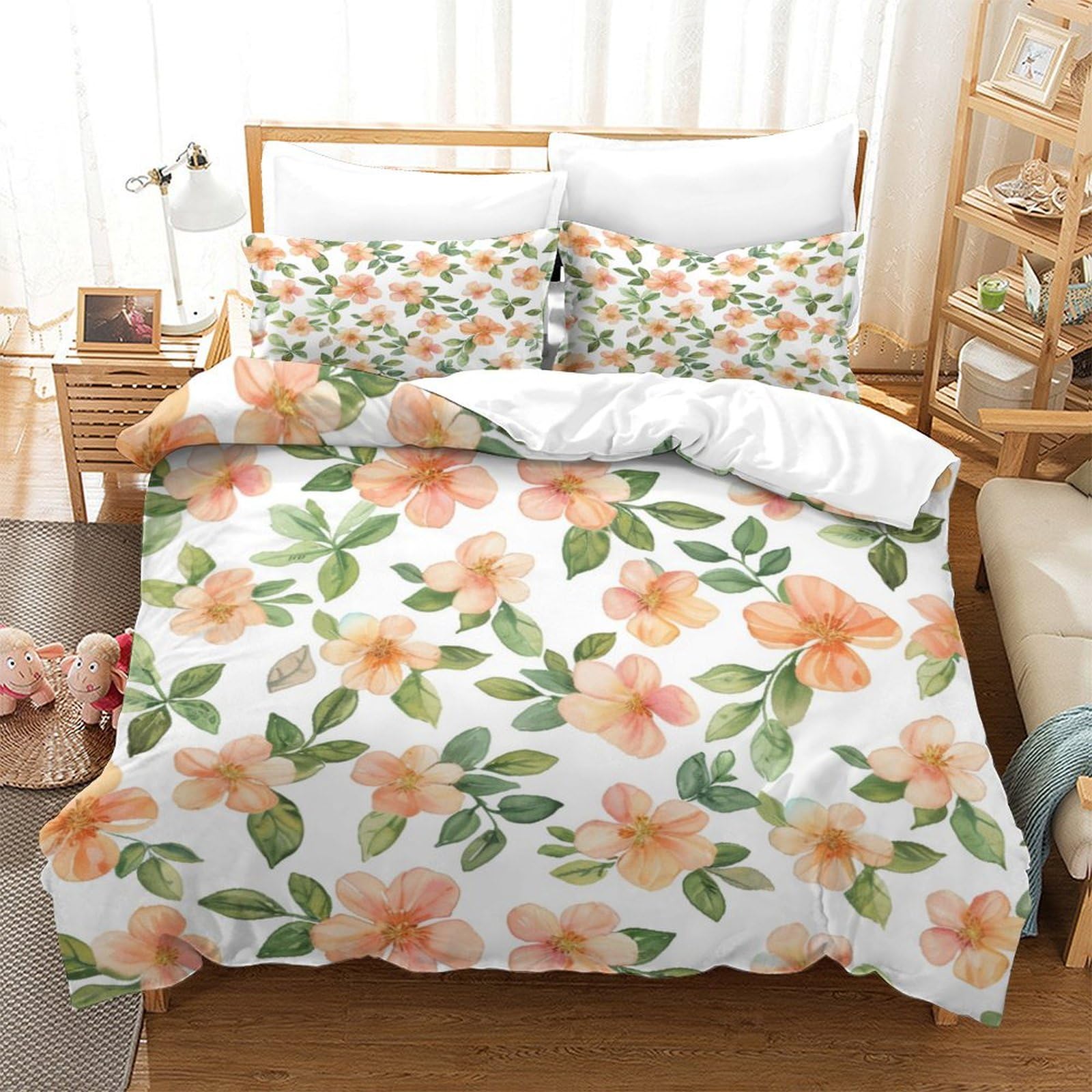 Housse de couette microfibre douce fini les draps rêches parure fleurs