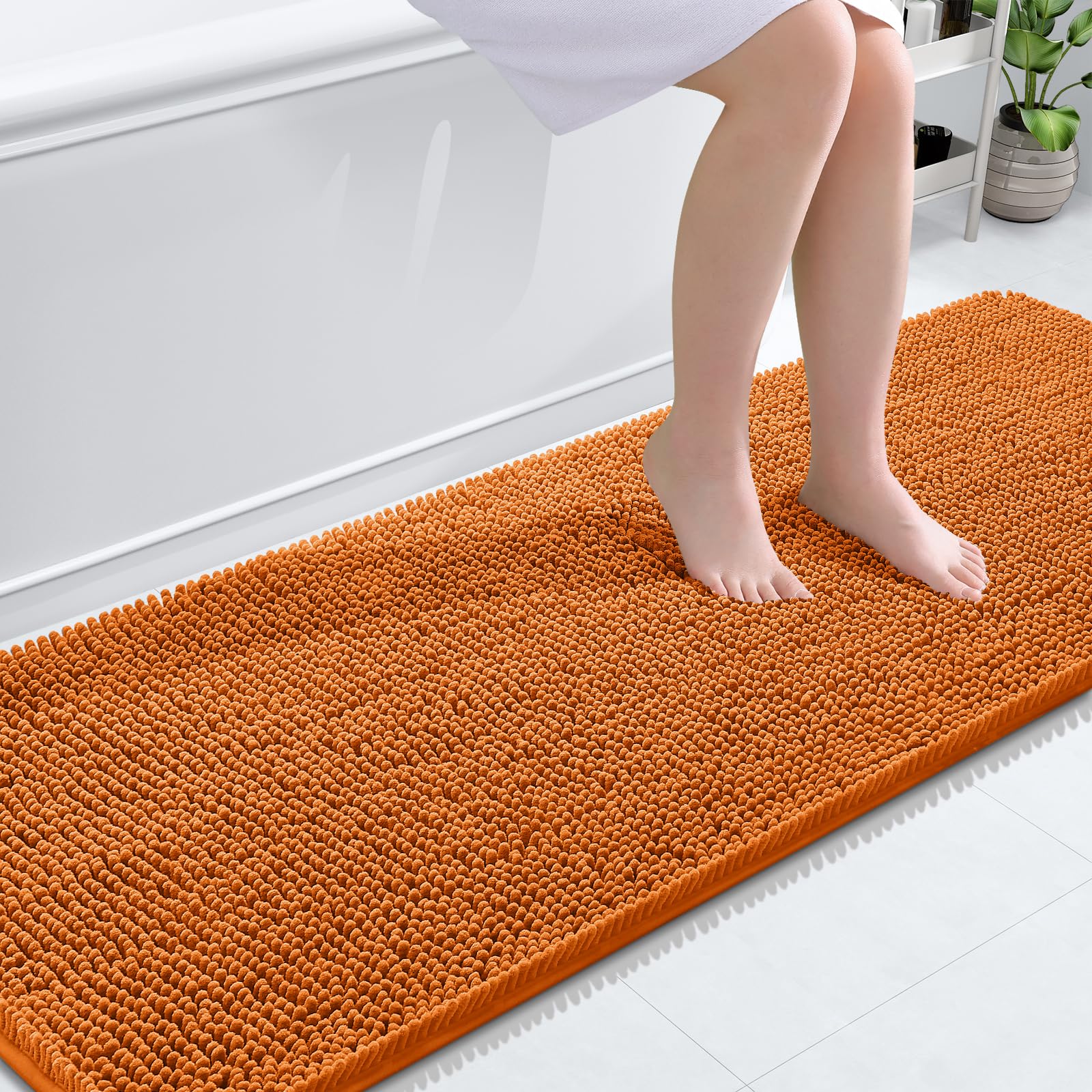 OLANLY Bathroom Runner Rugs 70x24, Extra Soft Absorbent Chenille Bath Rugs | Clay, Quick-Drying Rubber Backing, Machine Washable Long Bath Mat for Bathroom Floor, Tub and Shower, Home Decor Accessories