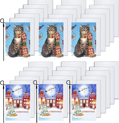 Miniatura 6 de Banderas de jardín en blanco de sublimación, juego de 4, banderas de poliéster de 12 x 18 pulgadas, banderas de poliéster en blanco para prensa de