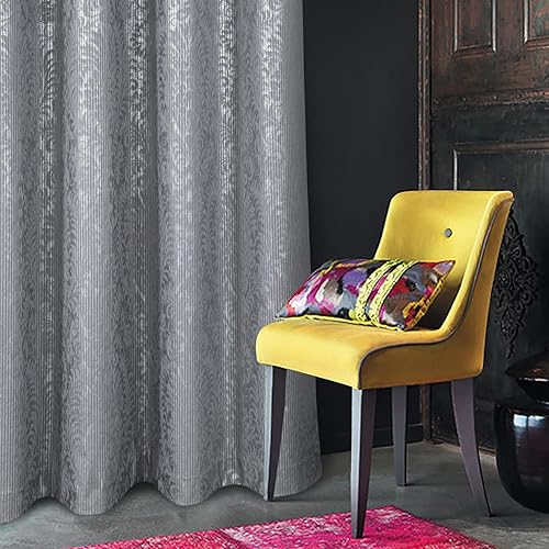 Miniatura 8 de always4u Cortinas de terciopelo 100  opacas con estampado de papel de aluminio de damasco de 108 pulgadas de largo 2 paneles de tratamiento metálico