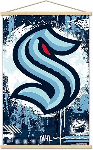 Trends International NHL Seattle Kraken - Póster de pared con logotipo Maximalist 23, 22.37 x 34.00 pulgadas, paquete de impresión premium y
