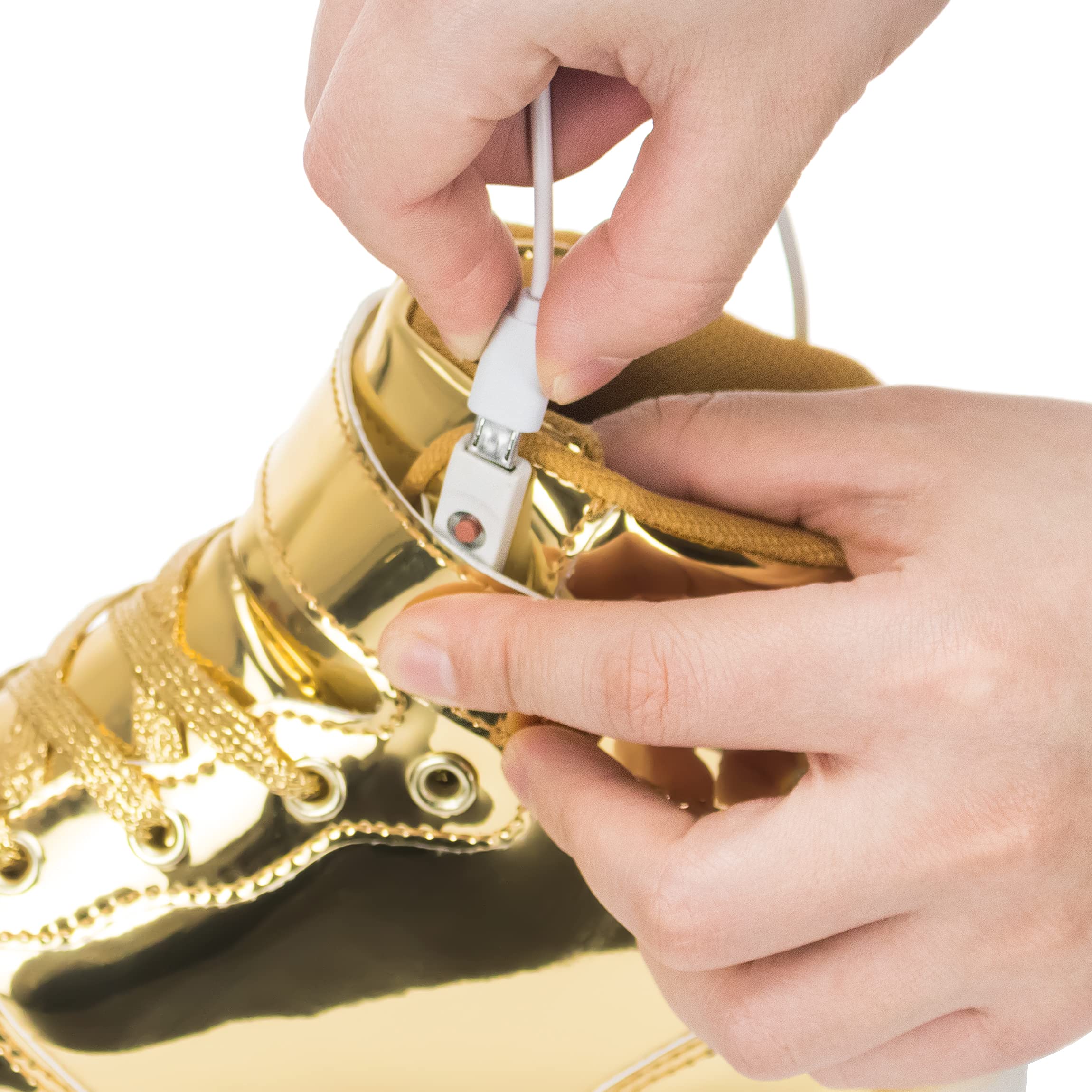 APTESOL Niños Juventud LED Light up Trainers Niños Niñas High Top Cool Intermitente Zapatos Unisex Zapatillas [Gold, EU29]