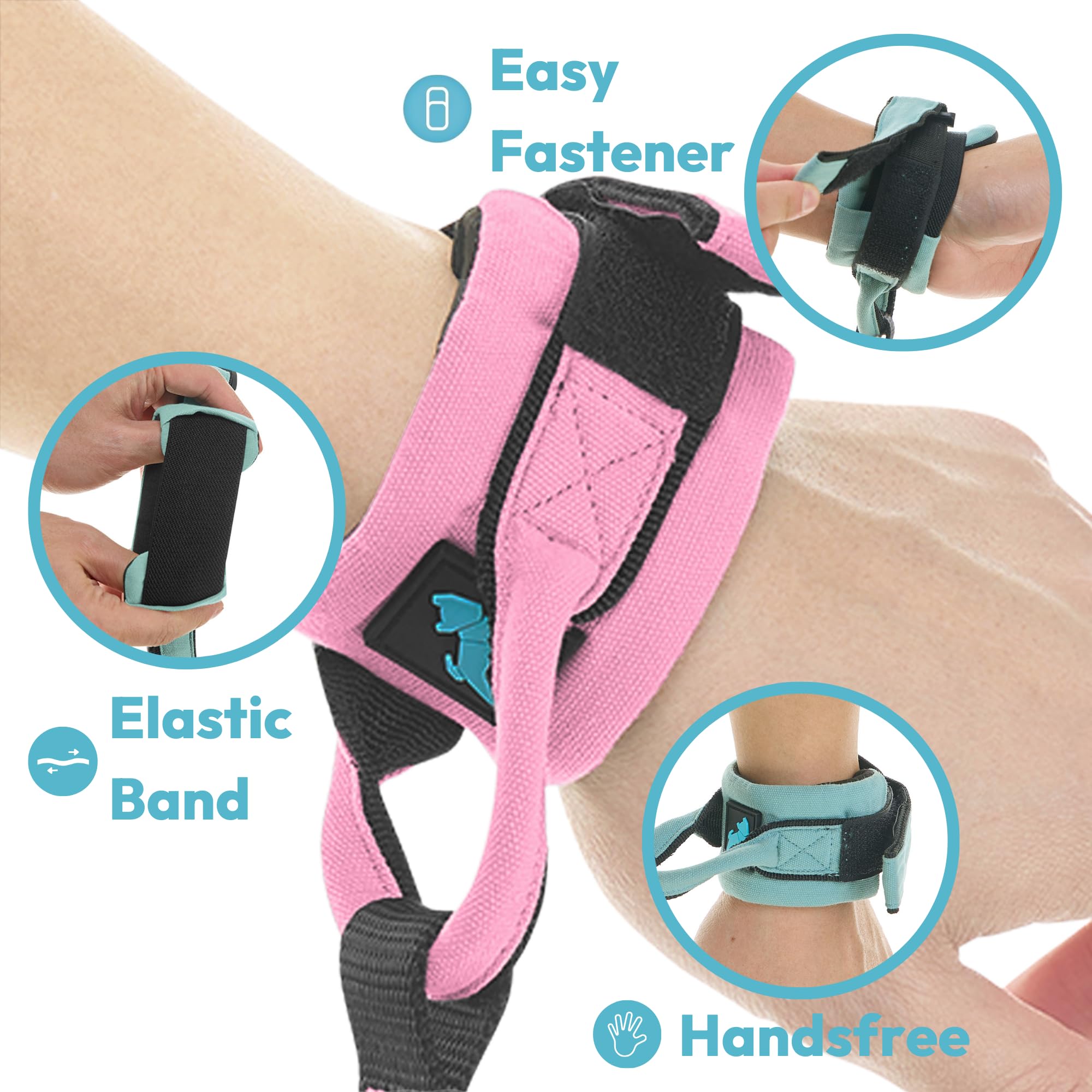 Gooby Wristband Surfer Leash with Traffic Handle - Miami Yellow, 6 FT - Comfortable Handsfree Leash with Adjustable Dual Handle and Additional Hook