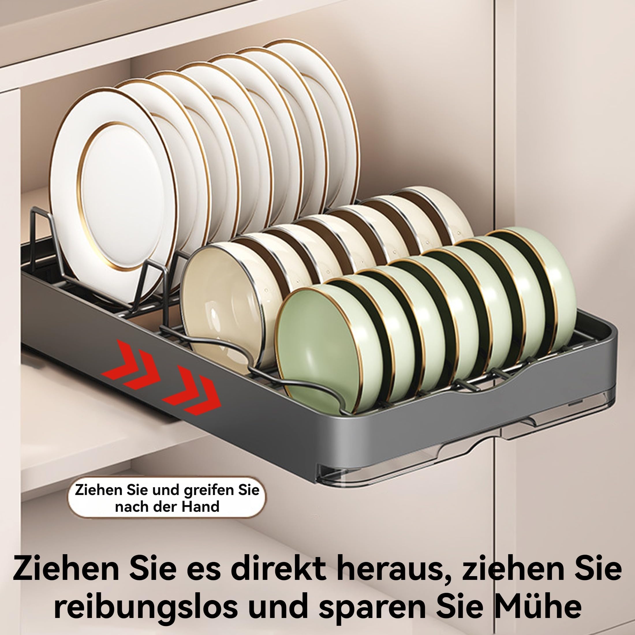Abtropfgestell Geschirr, Geschirrabtropfgestell Edelstahl, Herausziehen Geschirrständer mit Abtropffläche, amultifunktional Geschirr Abtropfgestel mit Selbstklebender Nano-Folie, 29,5×5,5×45,5cm(R01)