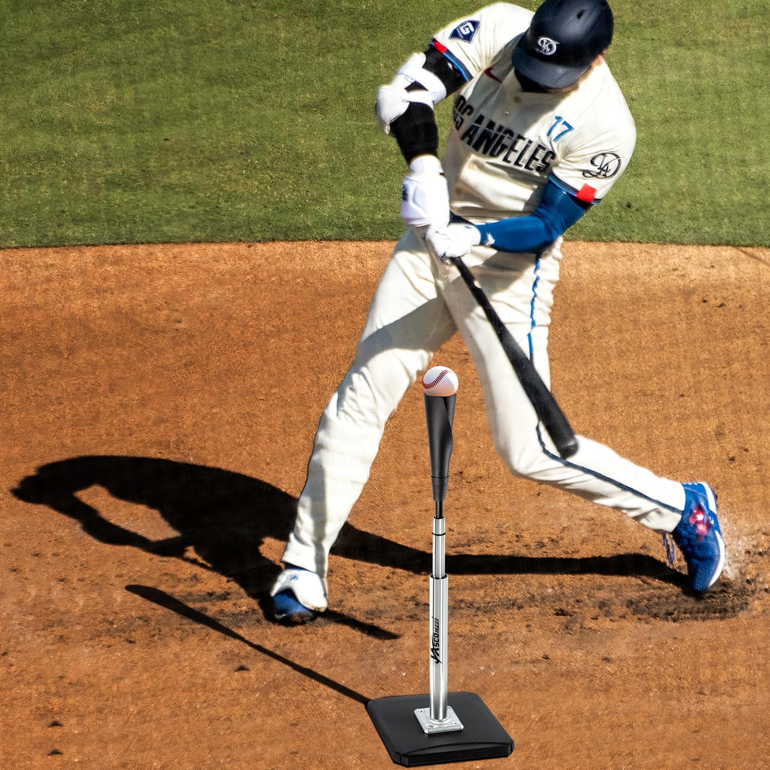 Portable Batting Tee for Baseball/Softball, Height Adjustable 24-46 inches Softball Tee for Kids and Adults,Baseball Tee with Rubber Top,Metal Base,Easy Transport and Assemble Hitting Tee