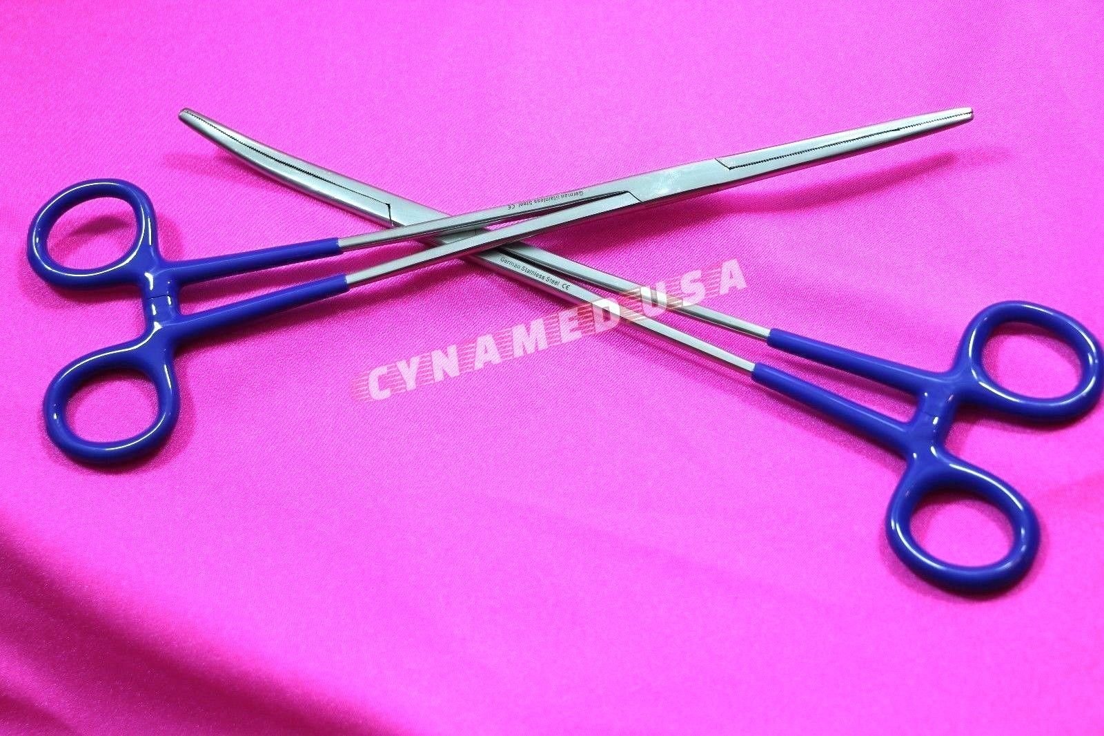 German Stainless Curved + Straight Forceps, Hemostat Forceps clamp 10