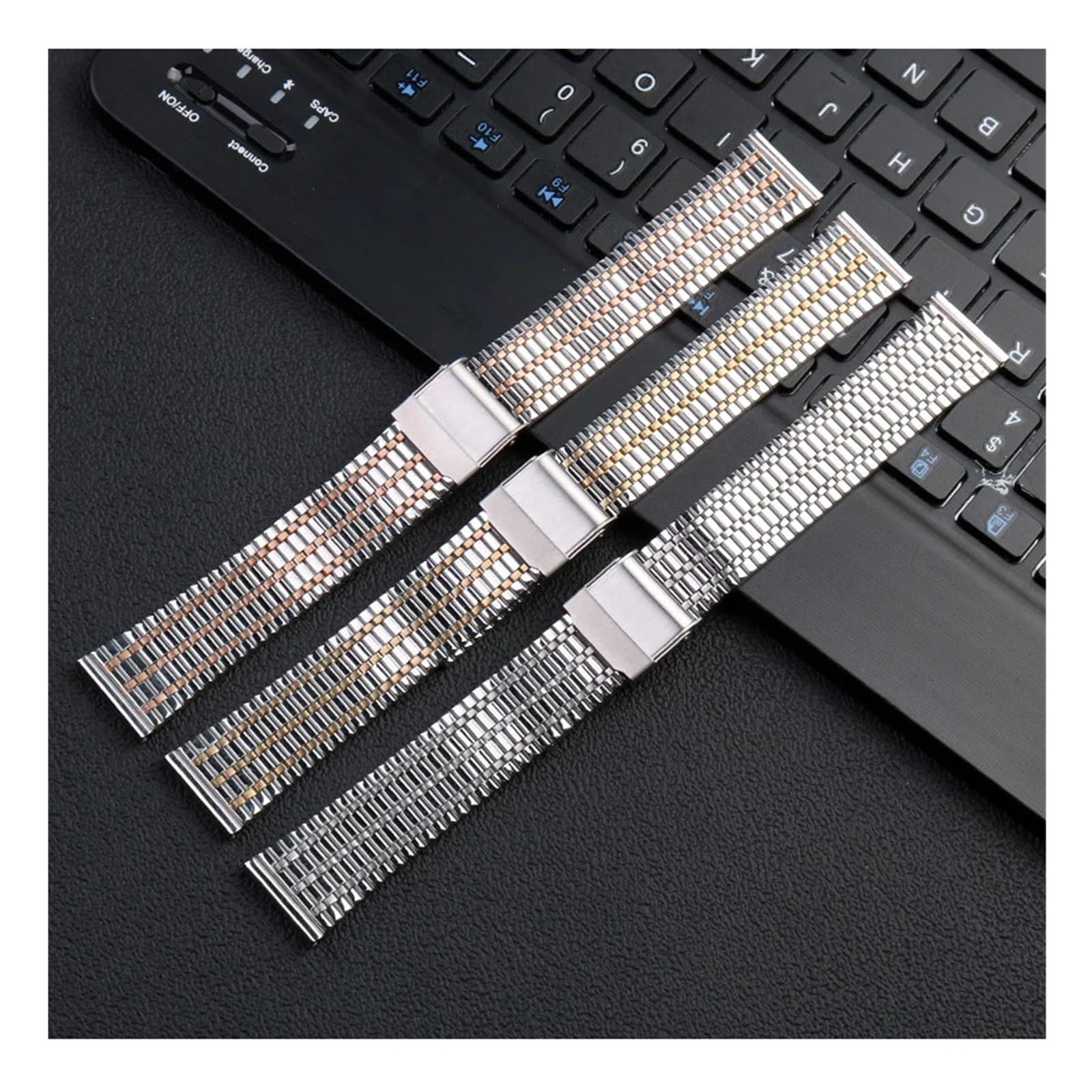 Men's Mesh Strap Compatible With GT/2/3 Metal Steel Strap Color Block WatchChain 20/22mm(Silver Gold,18mm-width)