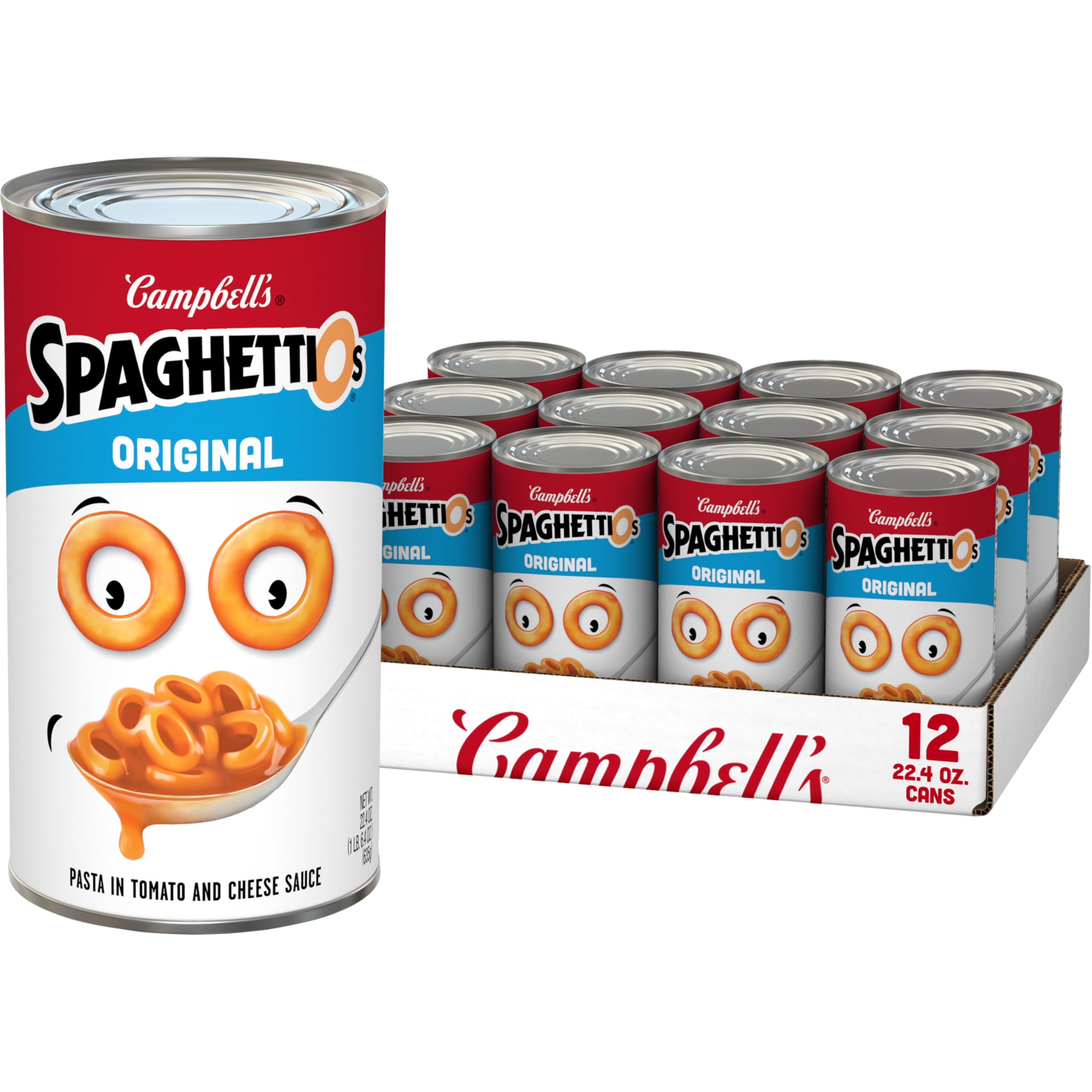 SpaghettiOsOriginal Canned Pasta, Healthy Snack for Kids and Adults, 22.4 OZ Can (Pack of 12)
