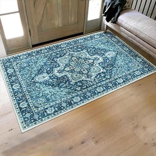Miniatura 42 de Collive Tapete lavable para puerta de interior, antideslizante, alfombra de entrada retro de 24"x36", tapete de entrada de pelo bajo envejecido para
