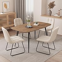 Vista 26 de Mesa de comedor moderna de granja de 47.2 pulgadas, mesa de comedor rectangular de madera con patas de metal para 4 personas para comedor, cocina