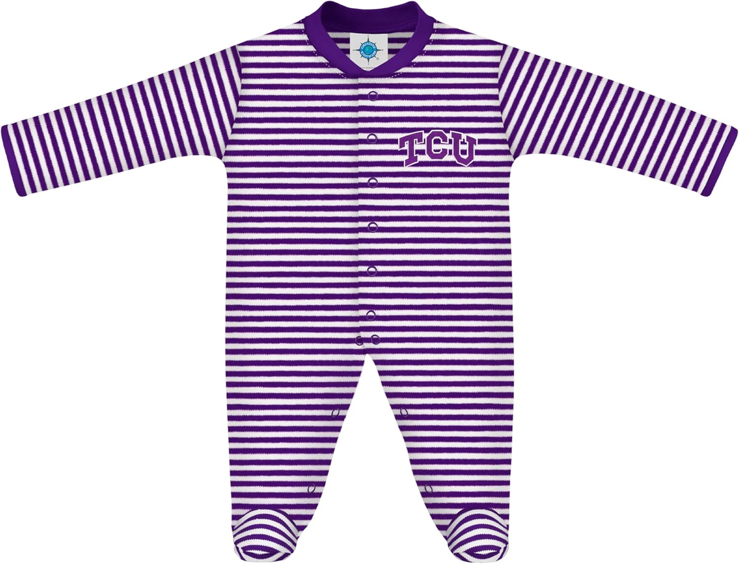 Creative Knitwear College Baby Striped Footed Romper - Team Logo, Multiple Colors, for Boys & Girls (0-9 Months)