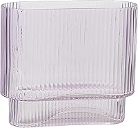 Vista 20 de Jarrones de vidrio acanalado, juego de 2 jarrones estriados para flores, florero de vidrio ámbar para tulipanes, jarrón moderno para sala de estar