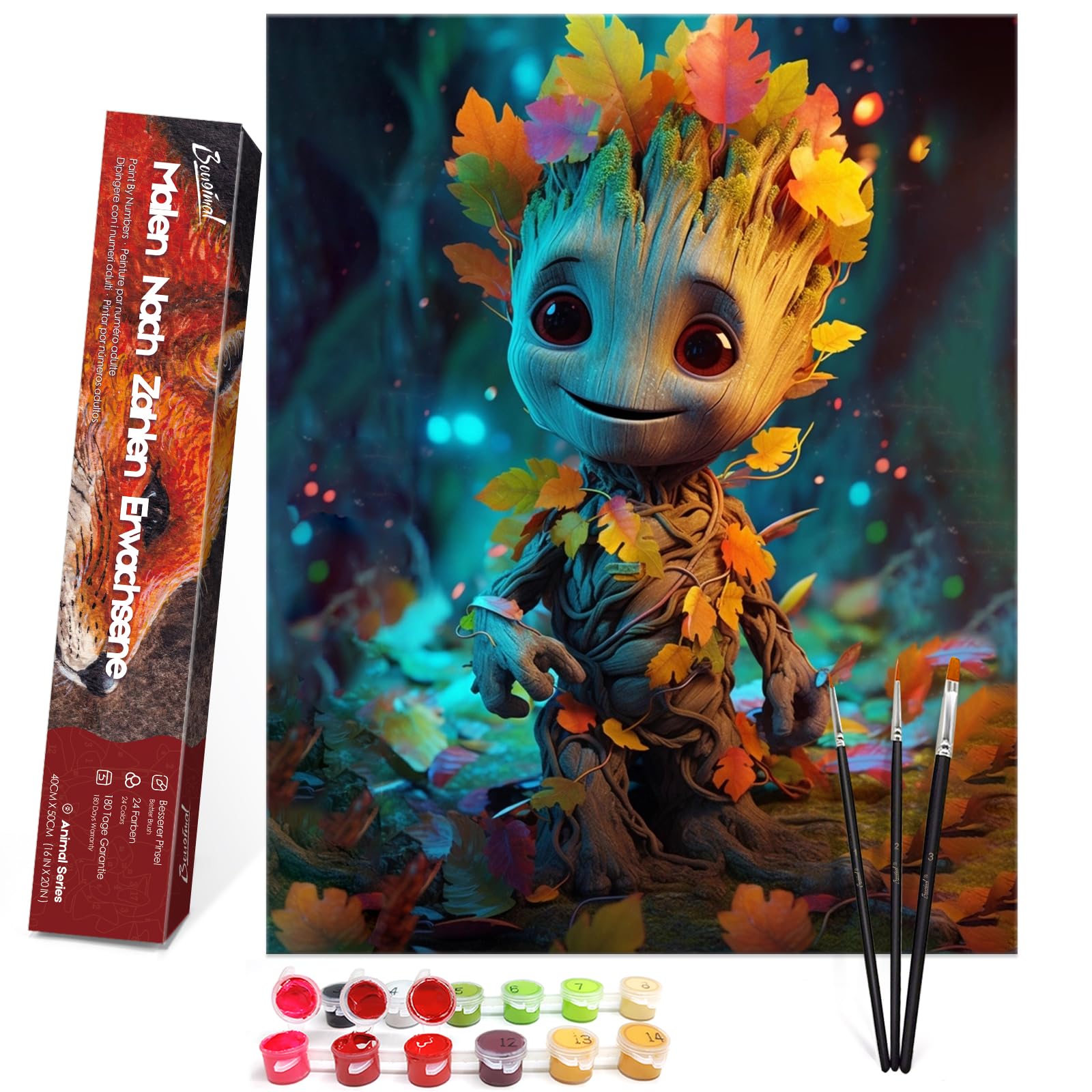Bougimal Groot 1 Paint by Numbers for Adults, Includes Wrinkle Free Linen Canvas, Brushes and Acrylic Paints - Without Frame 40 x 50 cm