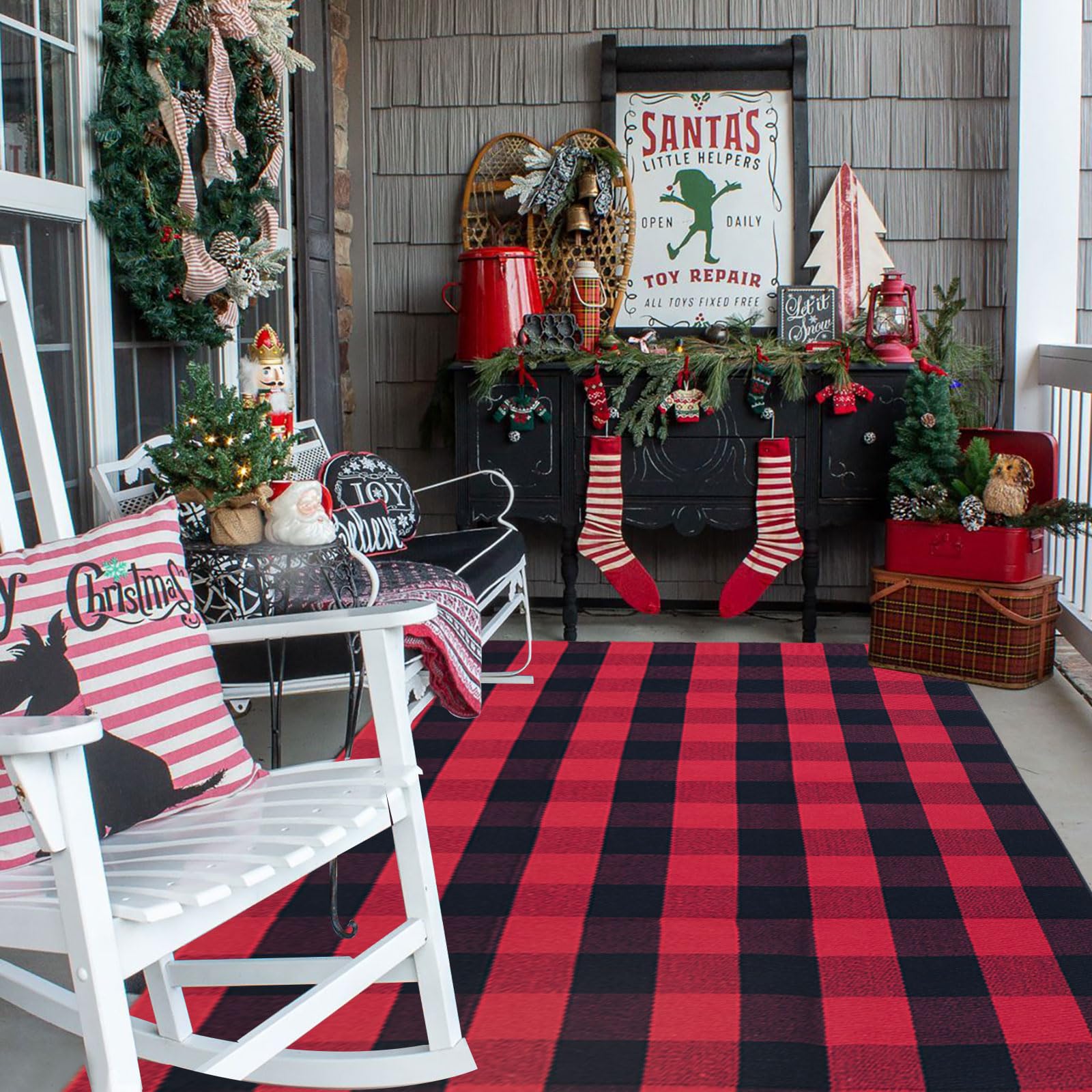 Tapis de Noël pour porche et entrée créant une ambiance de ferme chaleureuse