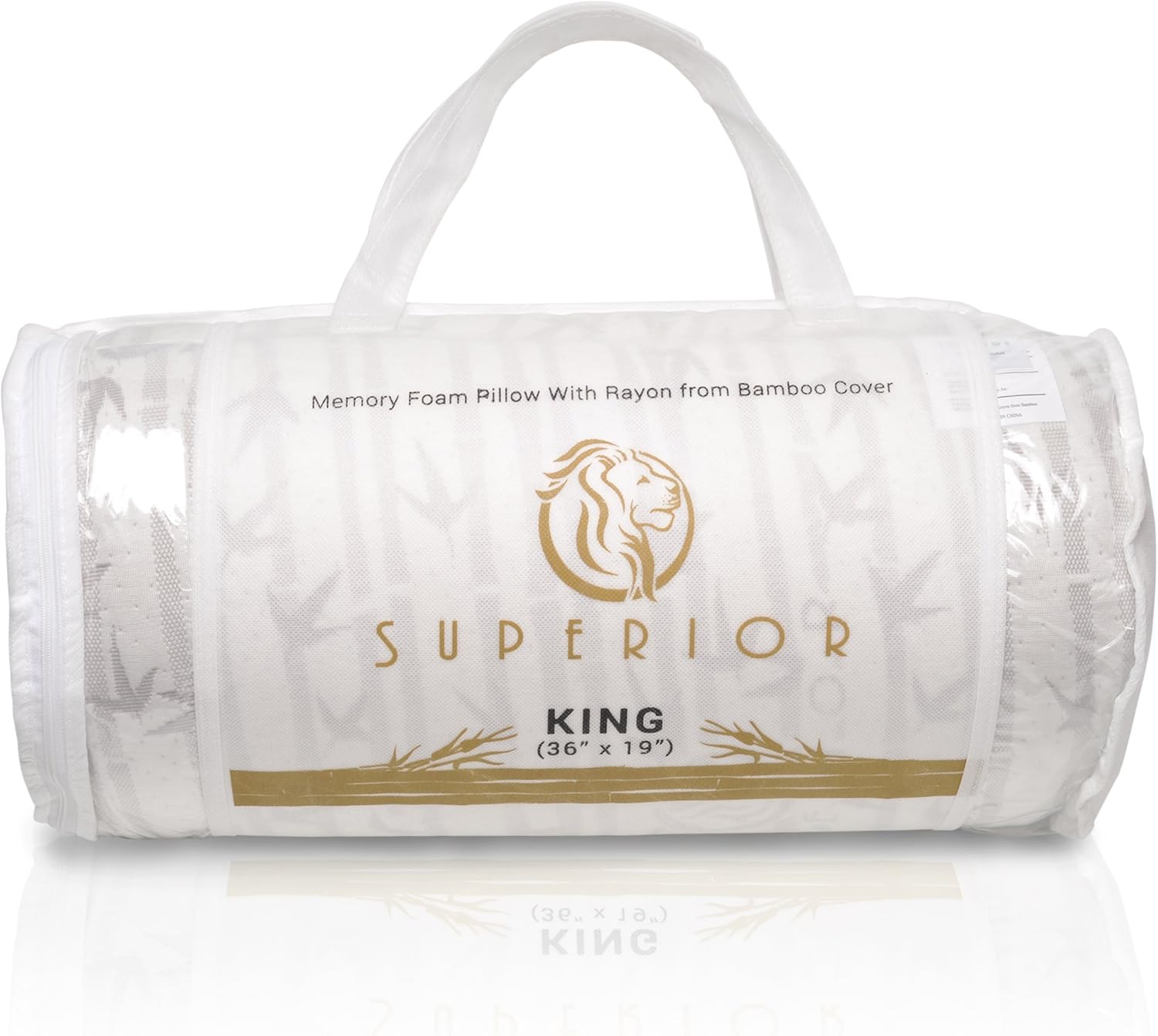 Superior 1 Piece Pillow, Breathable, Cooling, Rayon From Bamboo Removable Zipper Cover, Throw Pillow, For Comfortable Sleep, Neck, Side, Back Support, Shredded Memory Foam Filling, 19" x 36", King