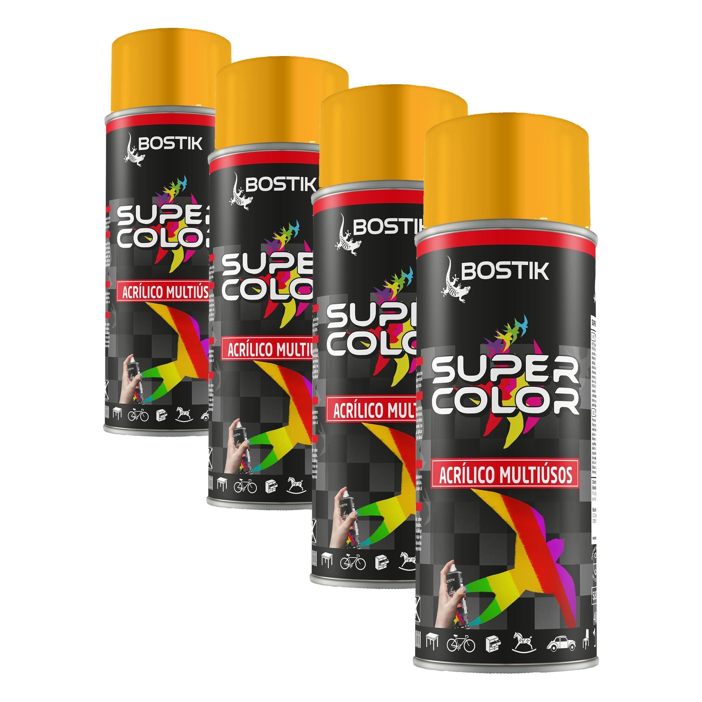 Pintura en Spray Acrílica multiusos Bostik color amarillo RAL 1007 para interior y exterior