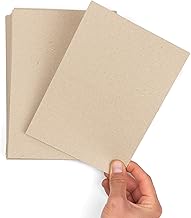 50 Sheets DIN A5 (148 x 210 mm) Thick Paper 220 g/m² Recycled Cardboard, Small, Printable Beige Kraft Cardboard, for Crafts, Business Cards, Labels, Invitations, Photo Frames