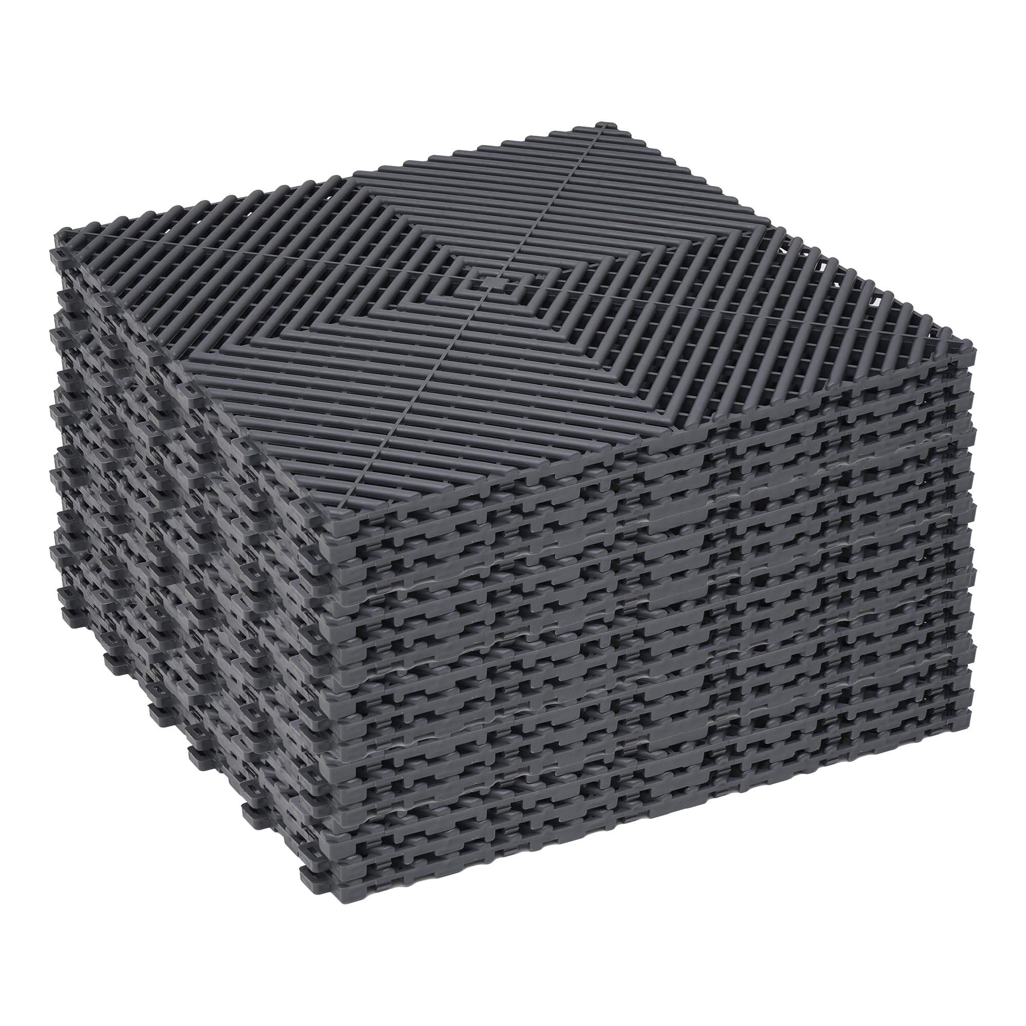 uyoyous 20 pièces de Sol de Garage en PVC 40x40cm Sol de Garage imbriqué (3.2m²),Tapis de Sol de Garage, Tapis d'atelier,Tapis de Drainage de Garage pour Garage,extérieur,Piscine intérieure (Gris)