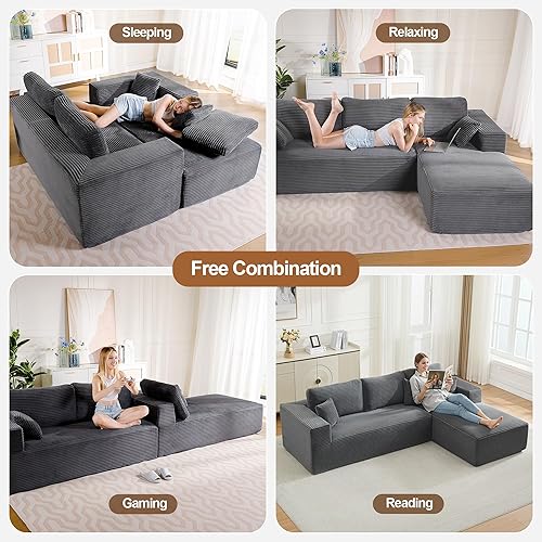 Miniatura 3 de Sofá modular Cloud de 106 pulgadas con diván en forma de L, moderno sofá modular sin hueso con asiento profundo, sofás tapizados para sala de estar